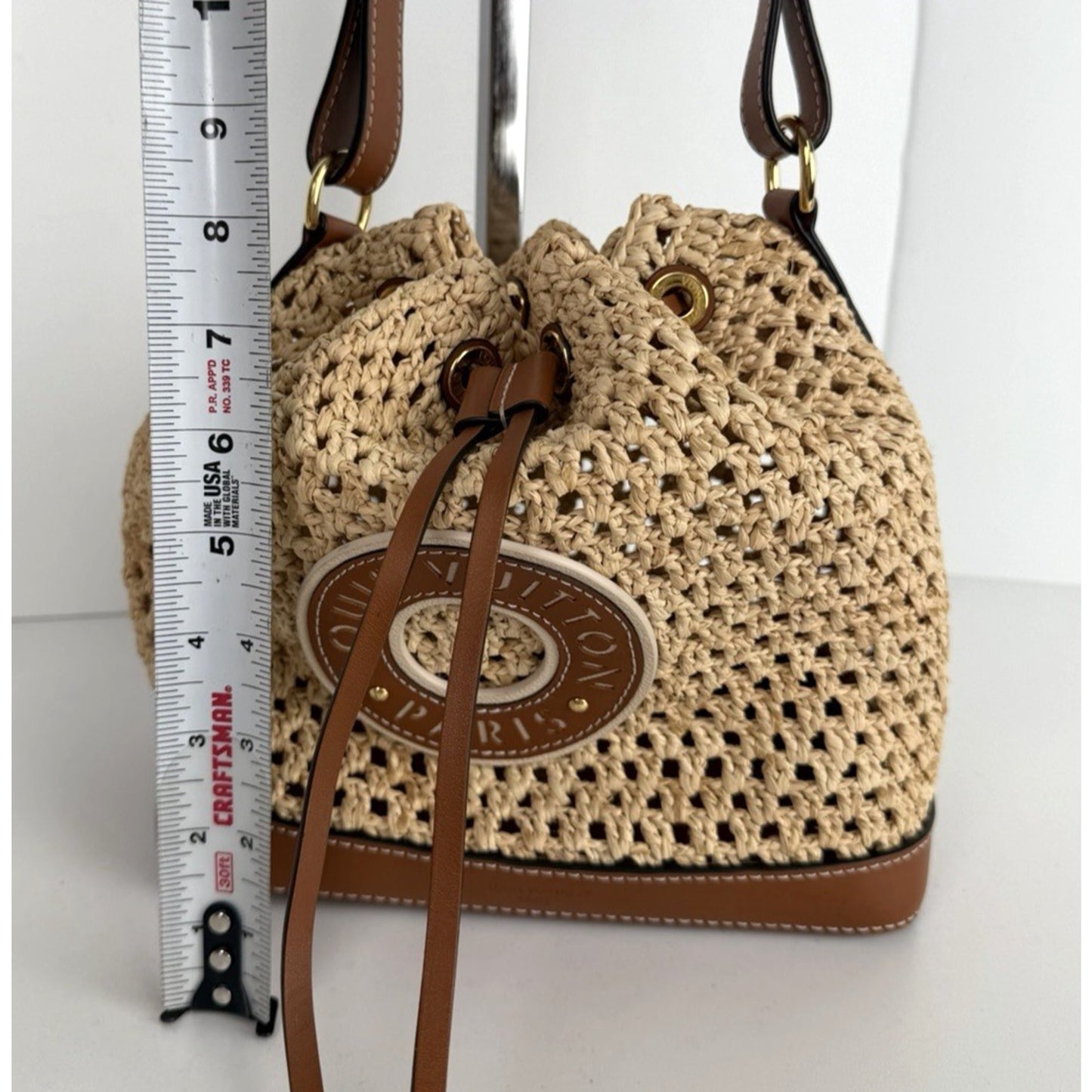 Louis Vuitton Noe BB Bag in Natural Woven Raffia with Leather Trim E-8