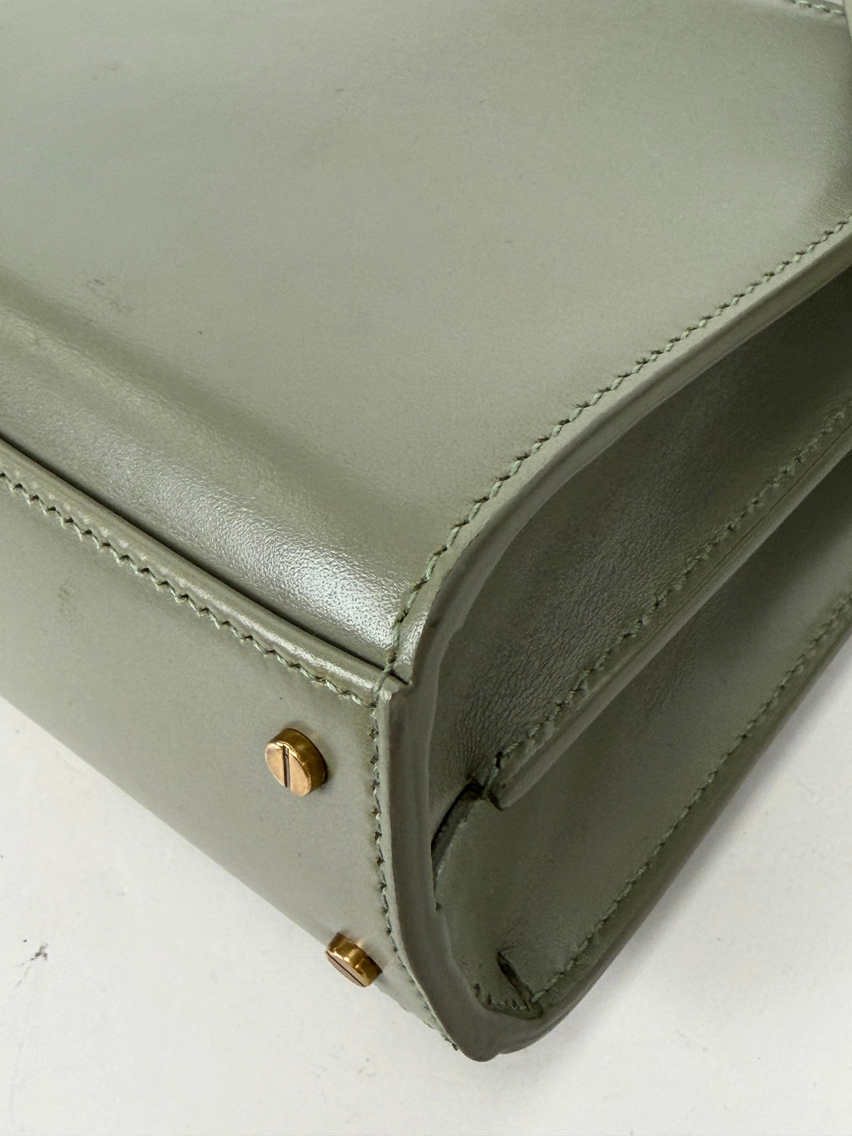 Saint Laurent Cassandra Mini Top Handle Bag in Sage Green Leather YS04