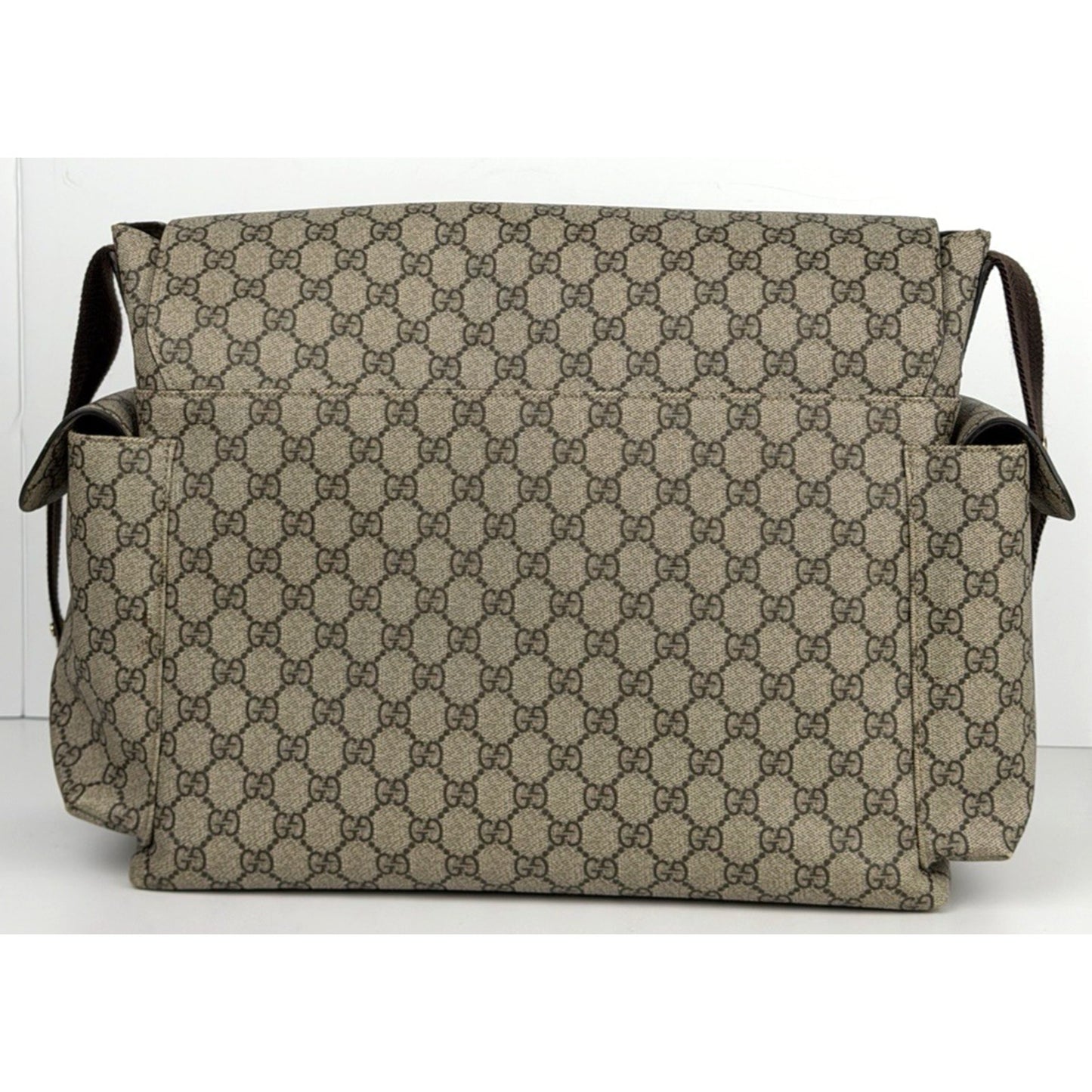 Gucci GG Supreme Diaper Messenger Bag Large in Brown Coated Canvas S