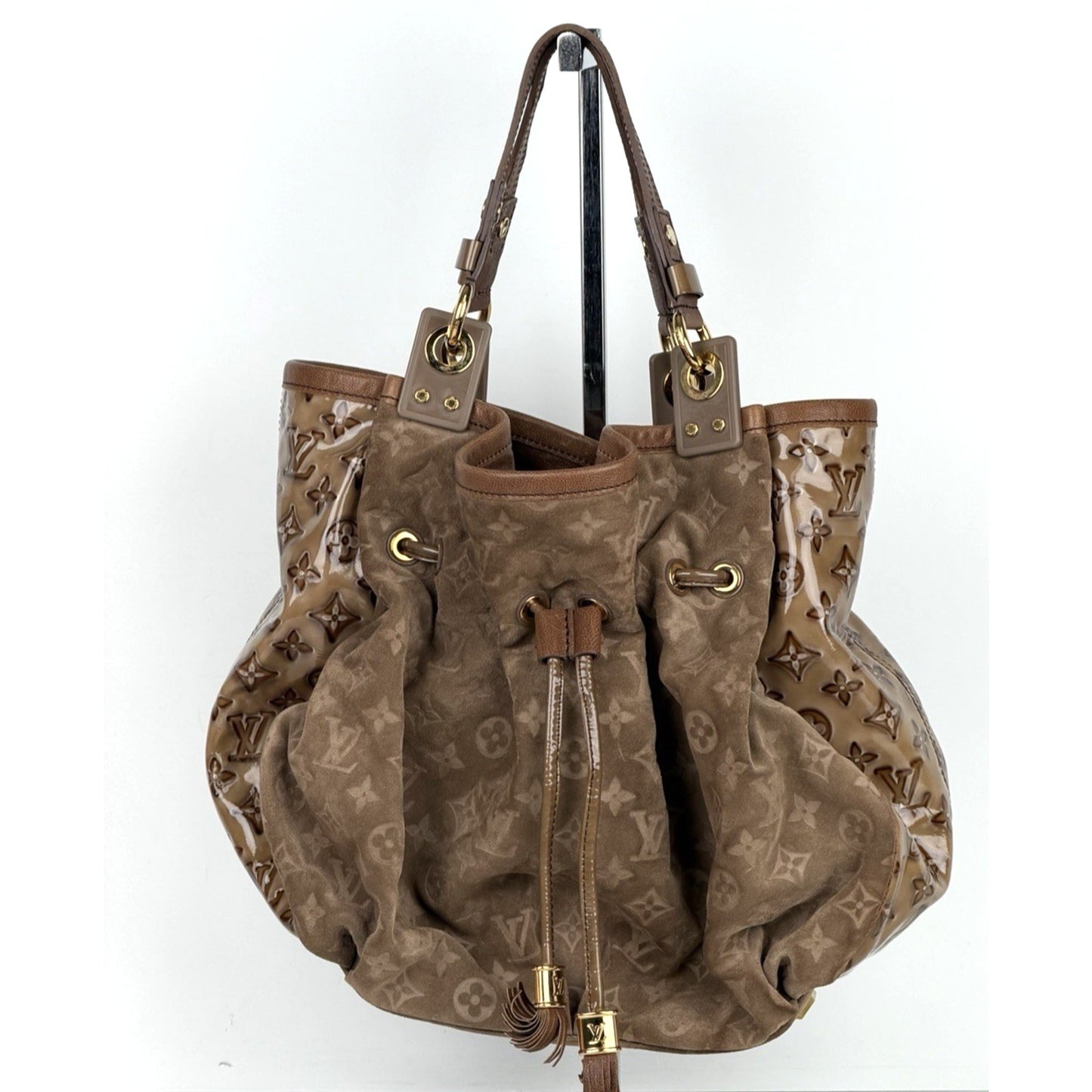 Louis Vuitton Irene Coco Bag in Brown Suede with Patent Leather Trim 2009 S09