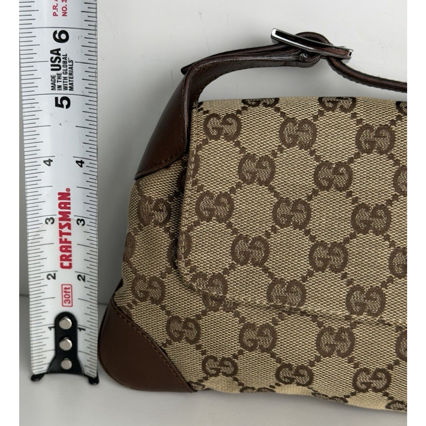 Gucci GG Vintage Jackie O Flap Bag Monogram Canvas & Piston Closure S09