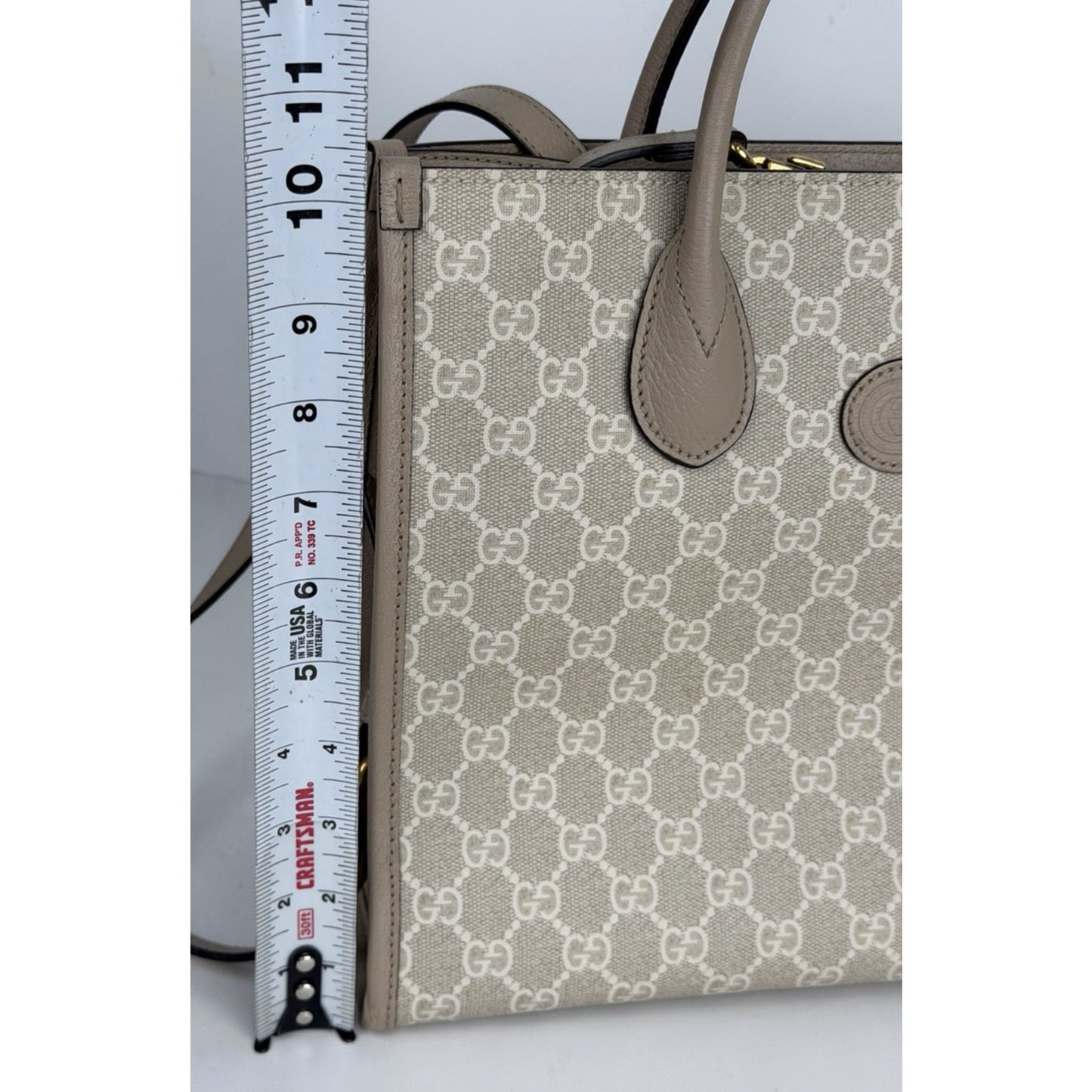 Gucci GG Tote Bag Supreme Small Retro Interlocking Beige & Mystic White