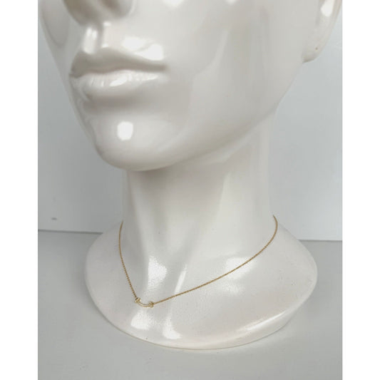 Tiffany & Co T Smile Necklace in 18k Yellow Gold with Diamond Pendant 18in