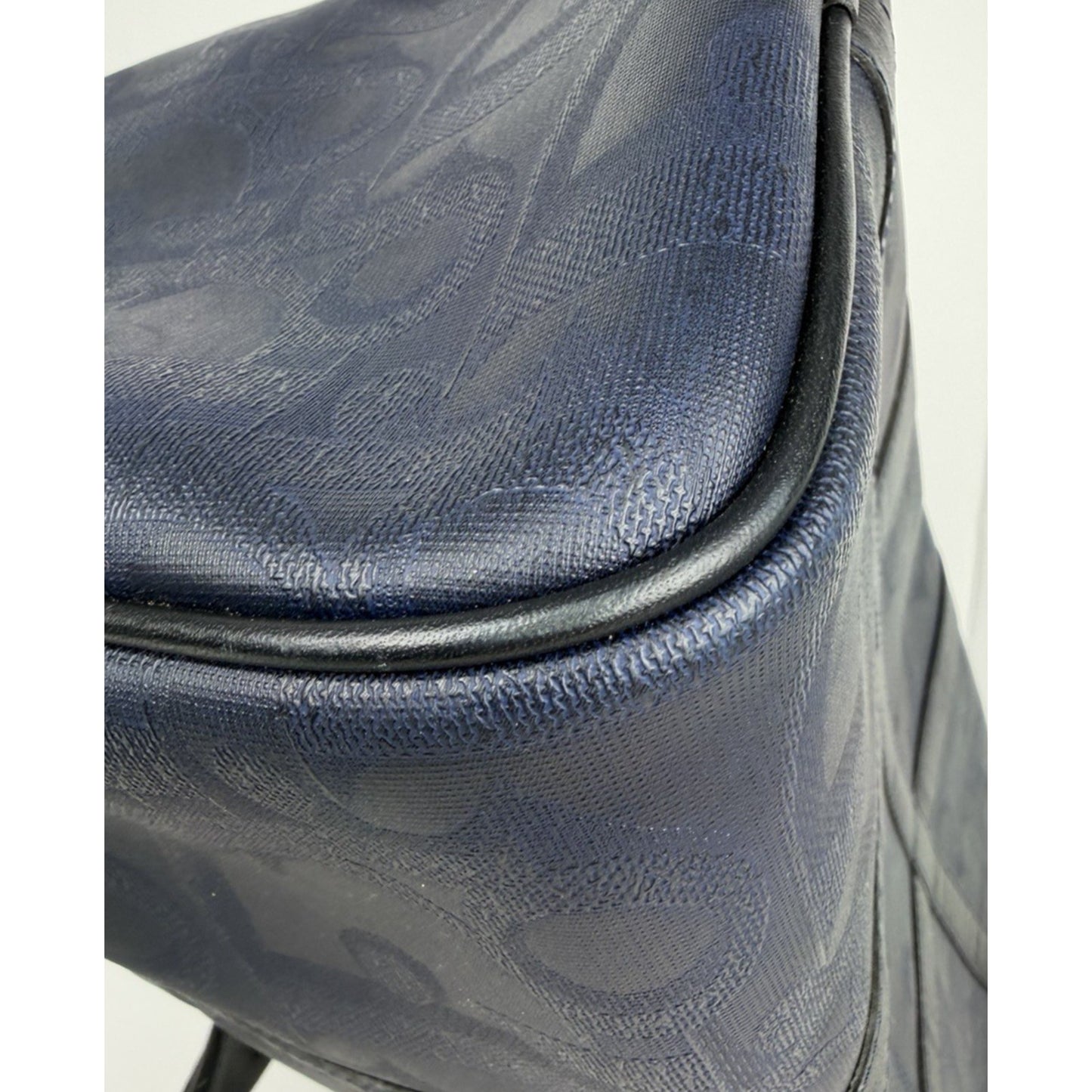Christian Dior Trotter Boston 40 Bag Vintage in Navy Coated Canvas S
