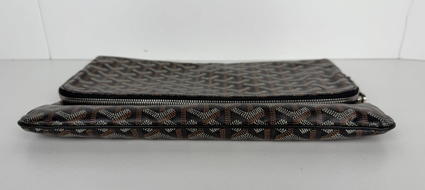 Goyard Sainte-Marie MM Fold Over Clutch Bag in Black Goyardine Coated Canvas YK-2