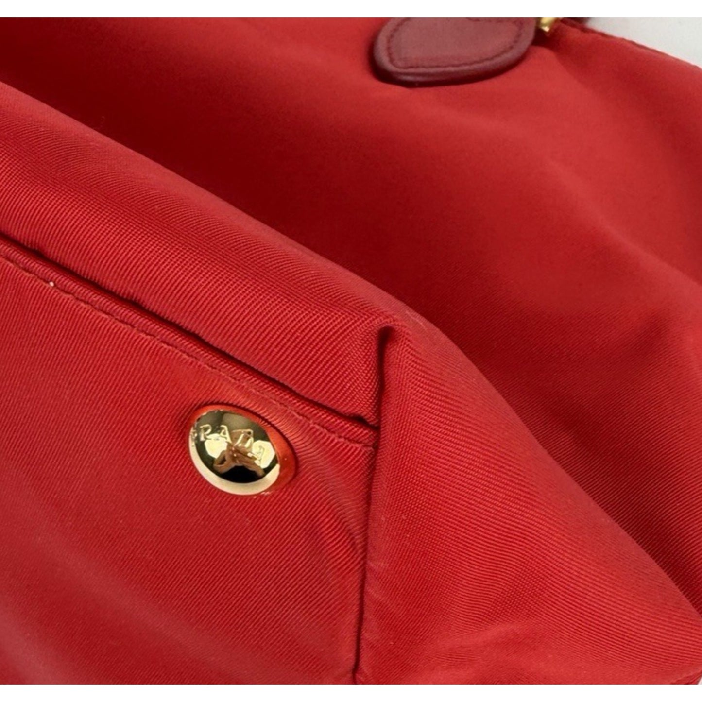 Prada Tessuto Nylon Medium Tote Bag in Red with Saffiano Leather Trim S11