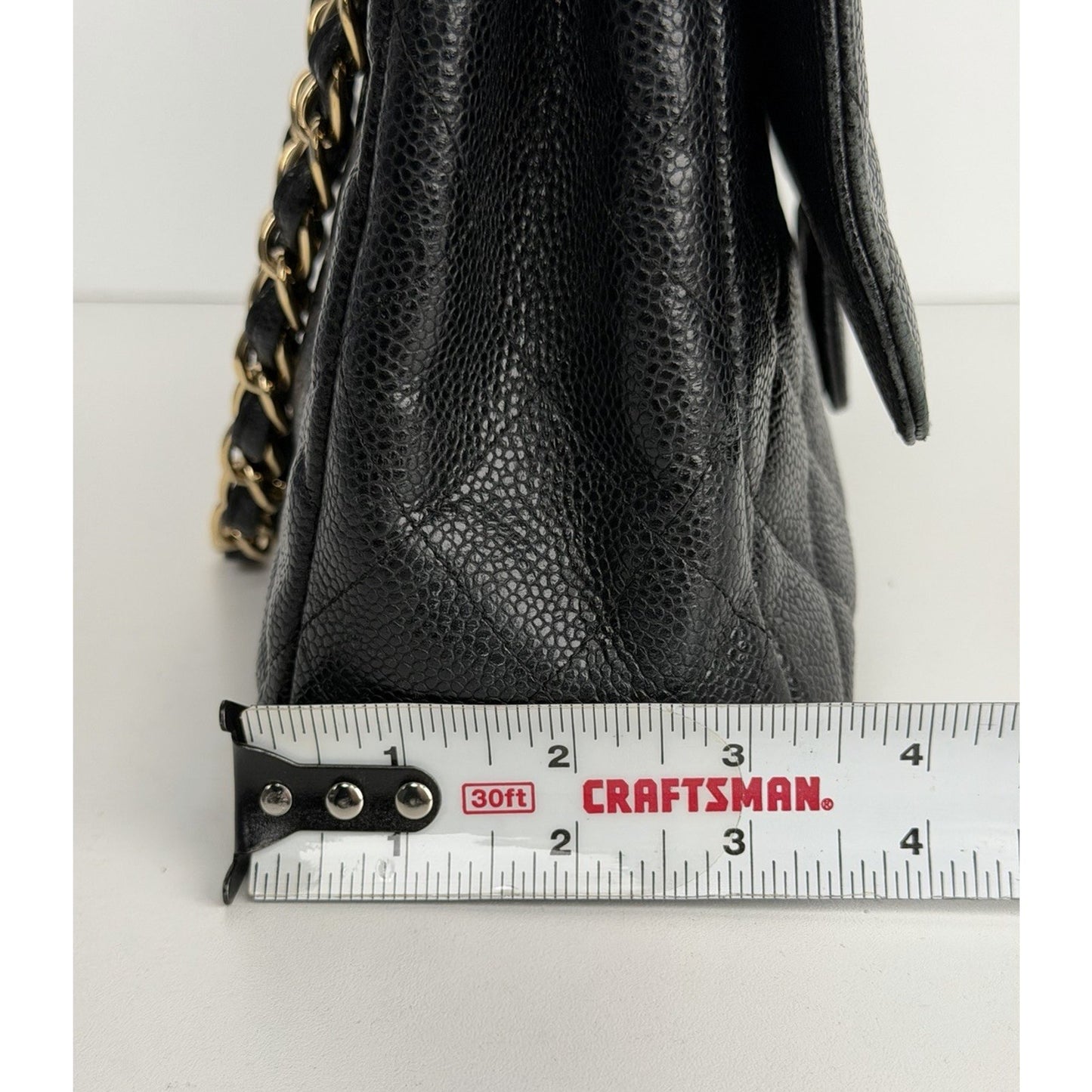 Chanel Jumbo Classic Double Flap Bag Black Quilted Caviar Leather 2008-2009 D3