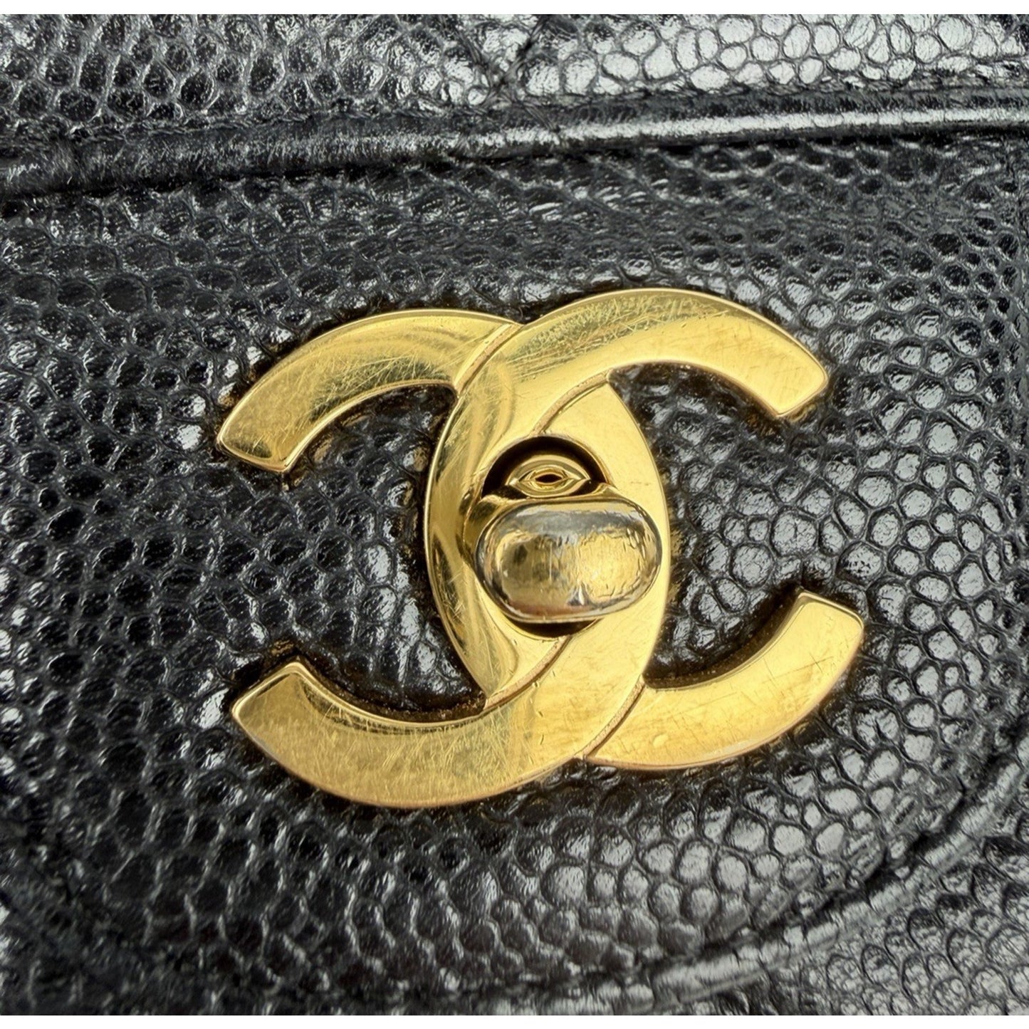 Chanel Jumbo Classic Double Flap Bag Black Quilted Caviar Leather 2008-2009 D3