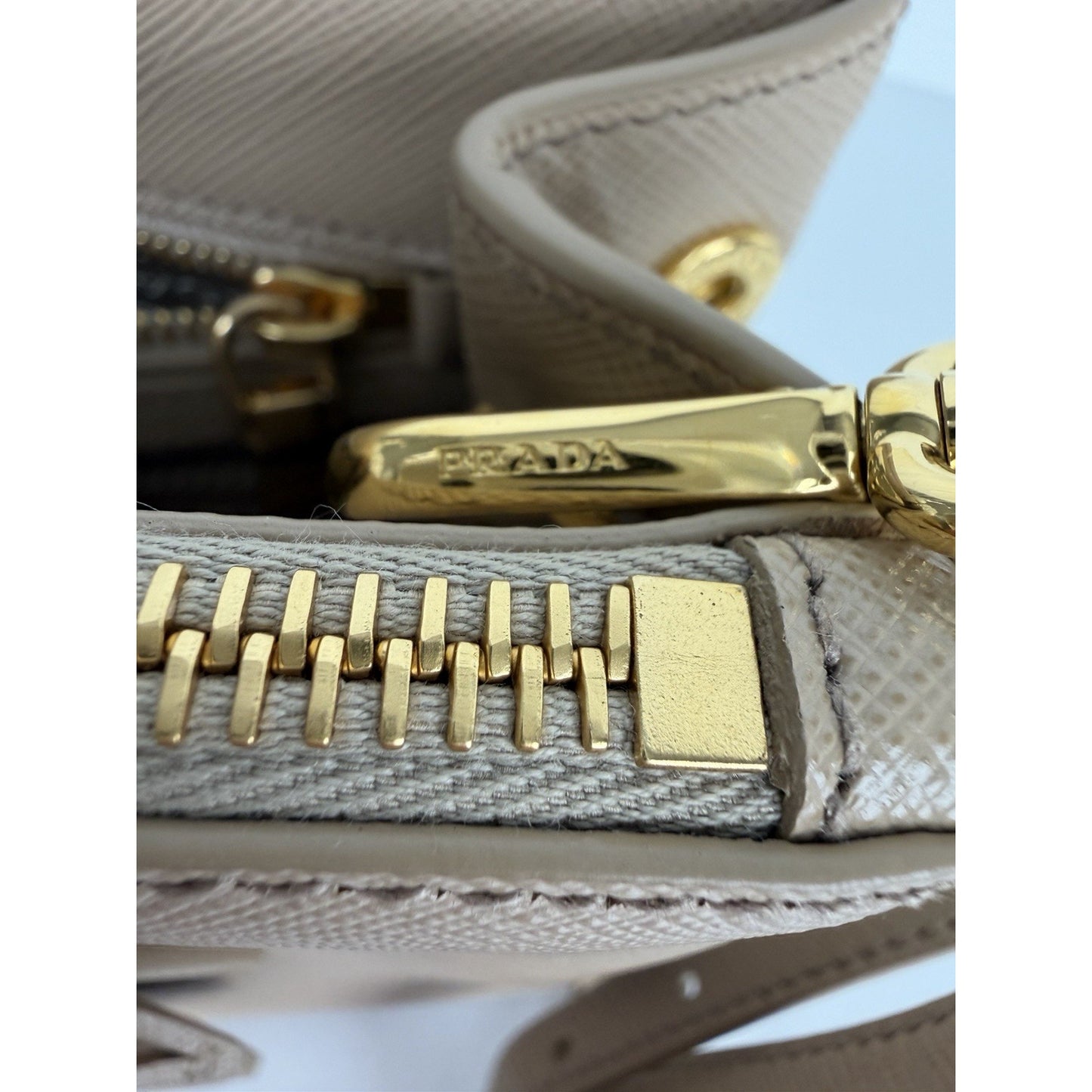 Prada Galleria Small Top Handle Bag in Beige Saffiano Leather C-9