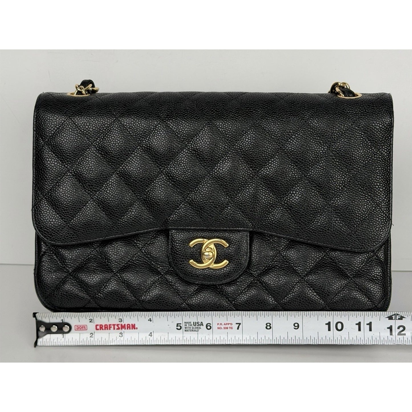 Chanel Classic Caviar Jumbo Double Flap Bag in Black Leather 2009-2010 U1