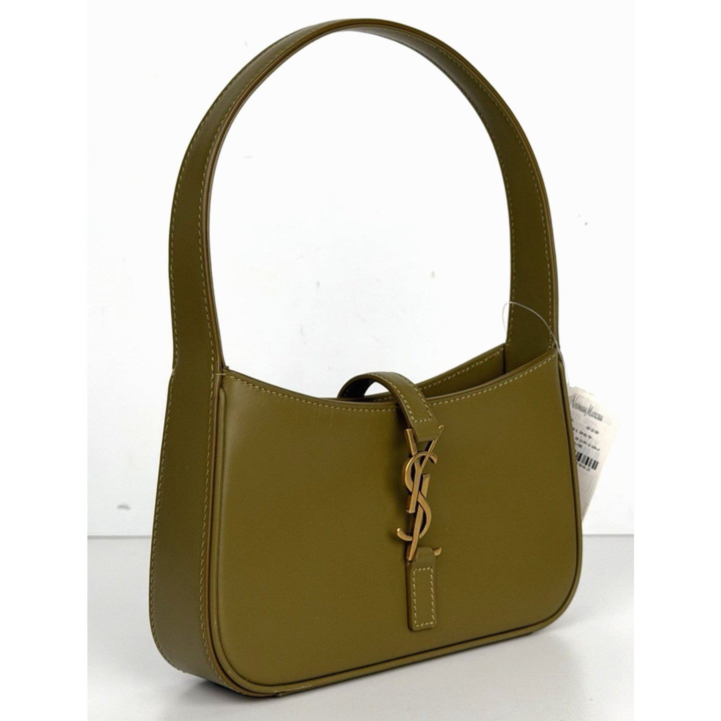 Saint Laurent Le 5 A 7 Mini Shoulder Bag in Vert Olive Calfskin Leather S14