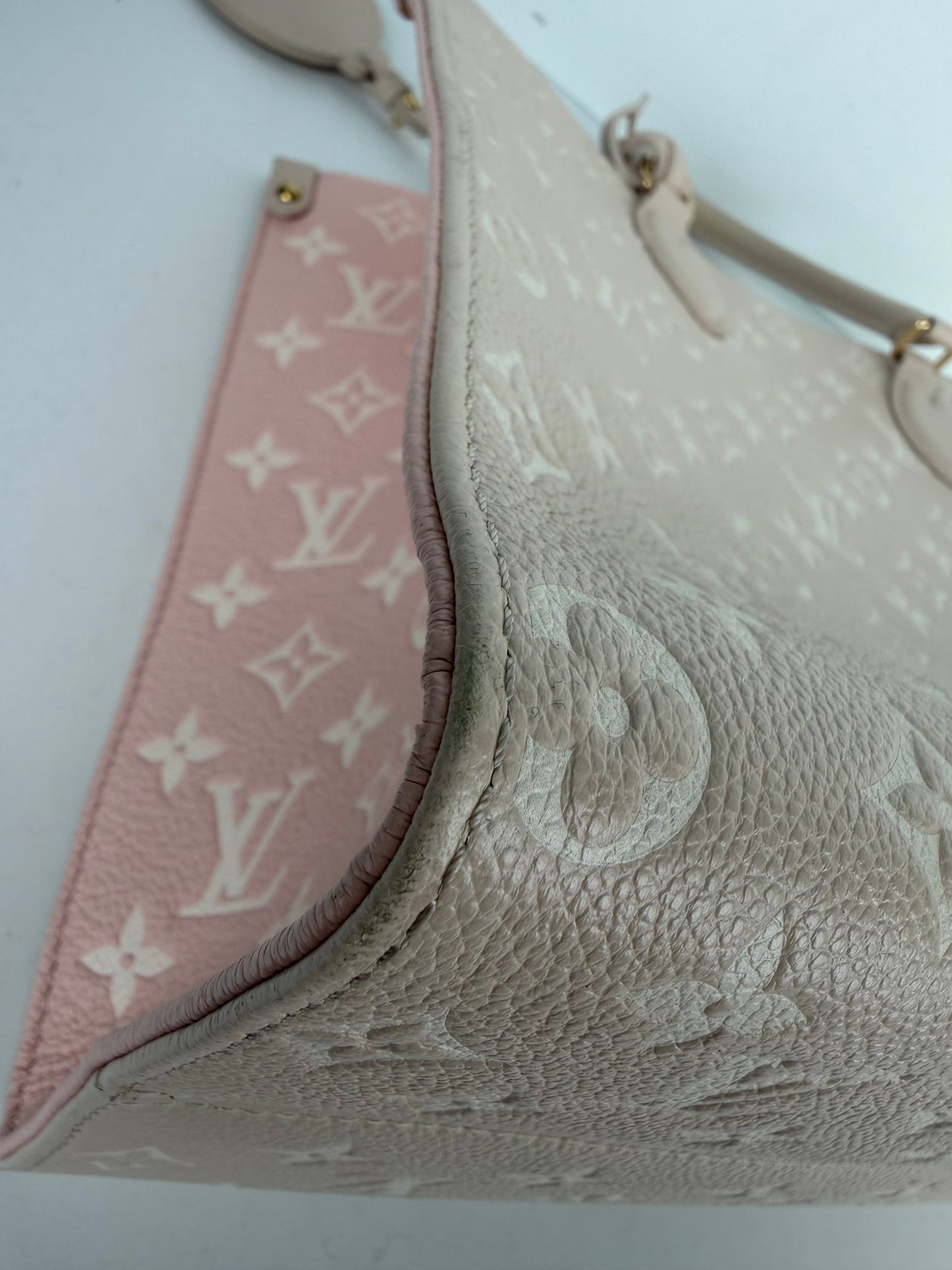 Louis Vuitton OnTheGo Spring in the City MM Tote Bag in Beige Empreinte Leather NFC C-9