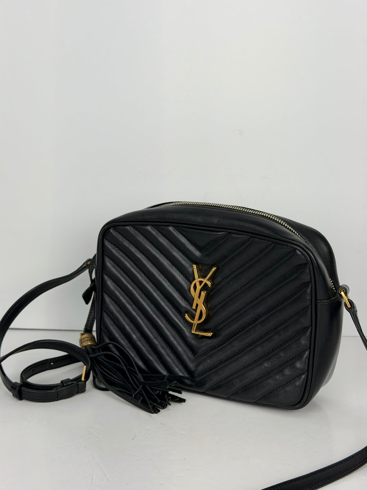 Saint Laurent Lou Camera Bag in Black Quilted Leather with Tassel YS22
