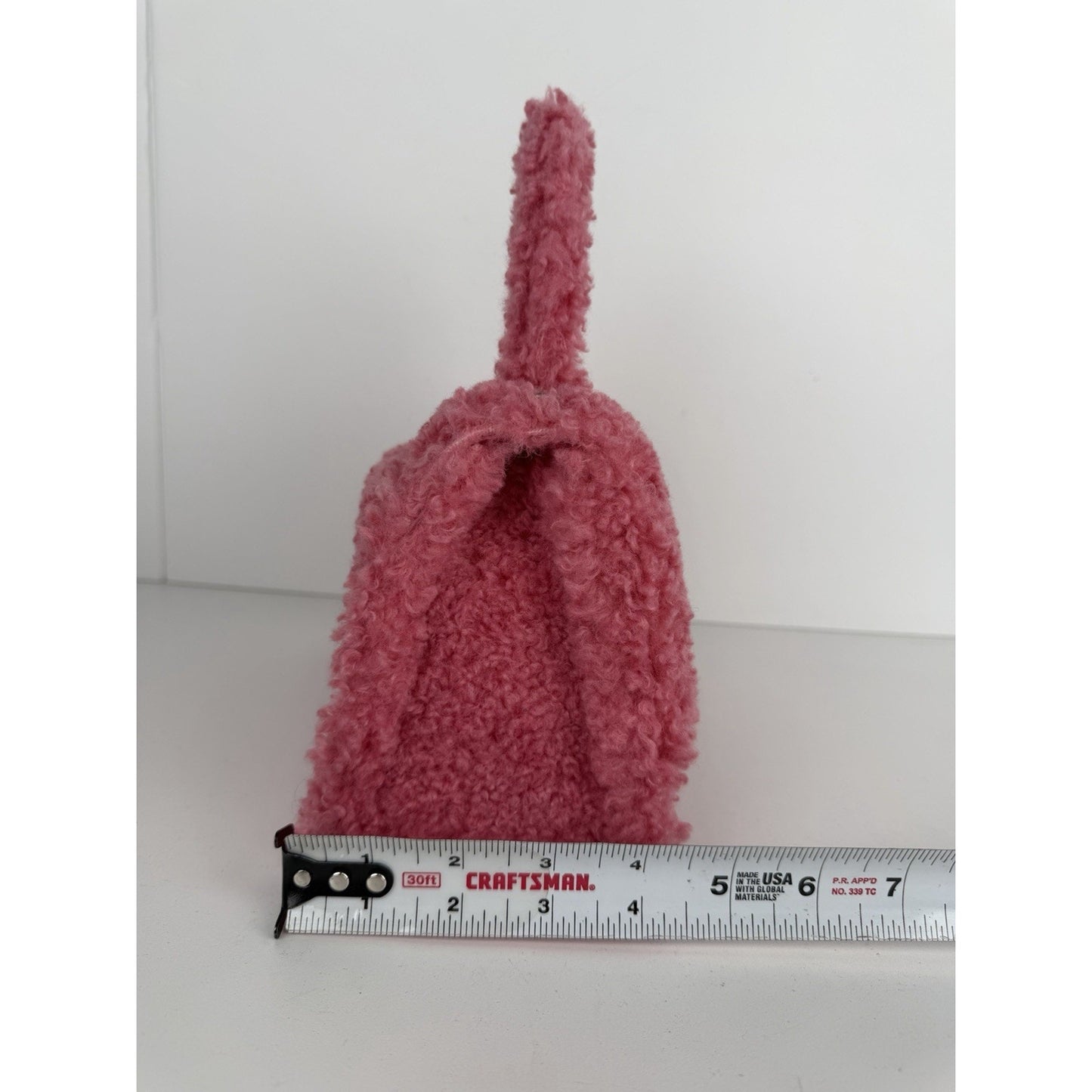 Balenciaga Hourglass Top Handle Bag Small in Pink Fuzzy Faux Fur S-01