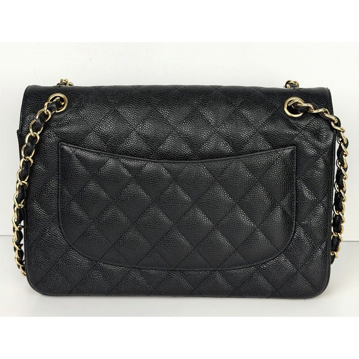 Chanel Classic Caviar Jumbo Double Flap Bag in Black Leather 2009-2010 U1