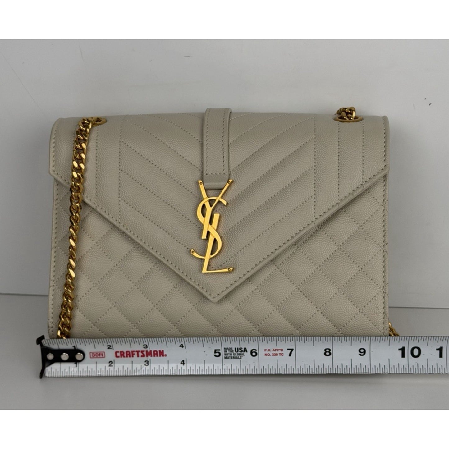 Saint Laurent Matelasse Grain De Poudre Envelope Bag Medium Chevron Quilting E2
