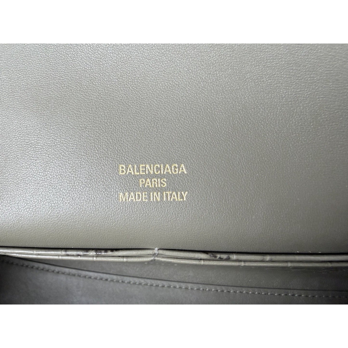 Balenciaga Bel Air Small Clutch Bag in Khaki Leather Gold-Tone Hardware C6