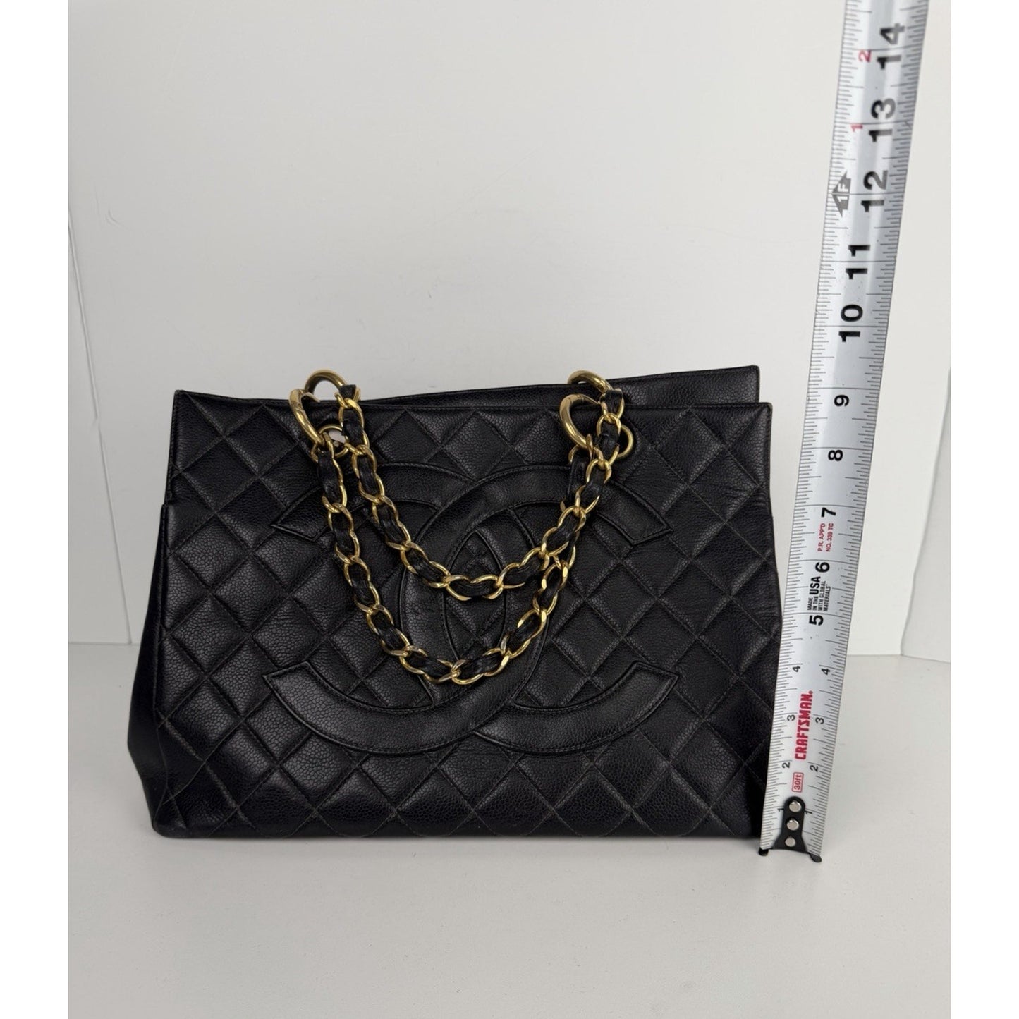Chanel Grand Shopping Tote Bag in Quilted Black Caviar Leather 1996-1997 C6