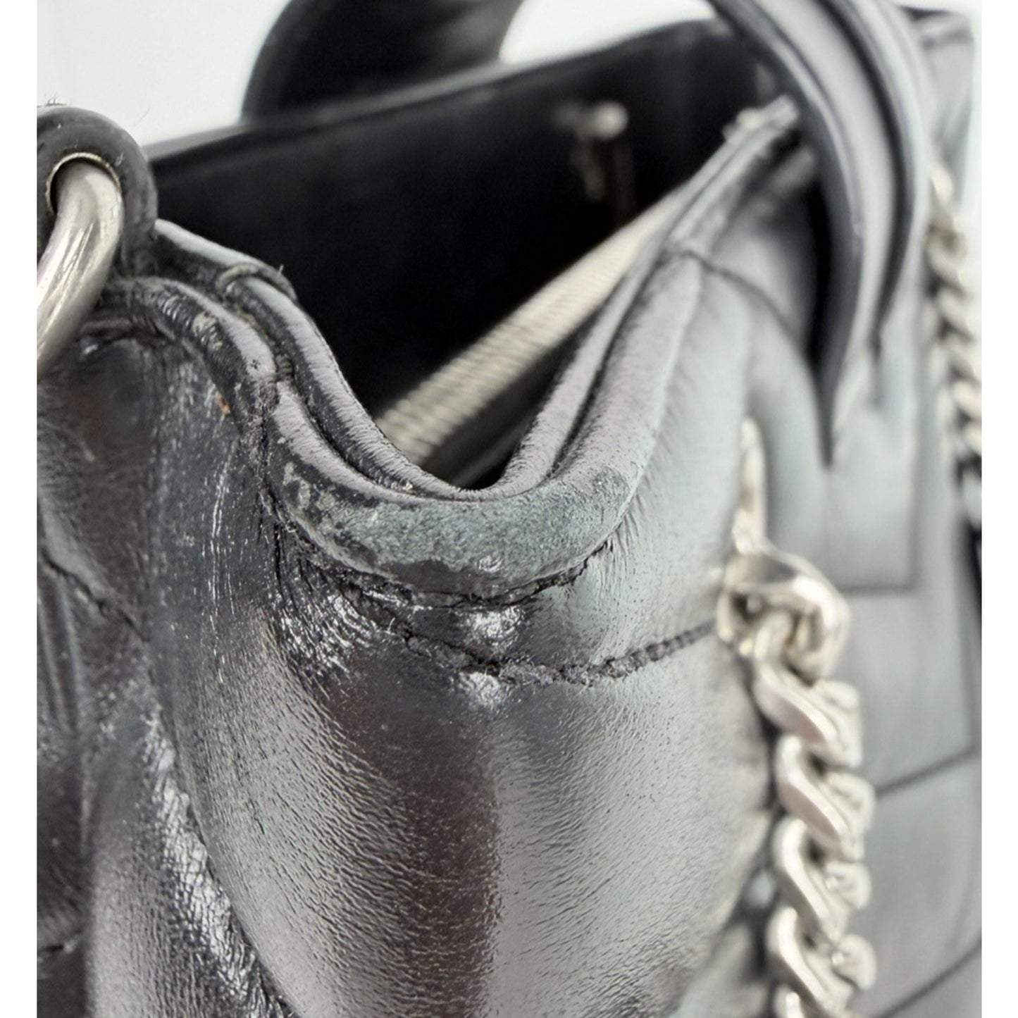 Saint Laurent Y Quilted Monogram Small Loulou Shopper Tote Bag Black Leather C8