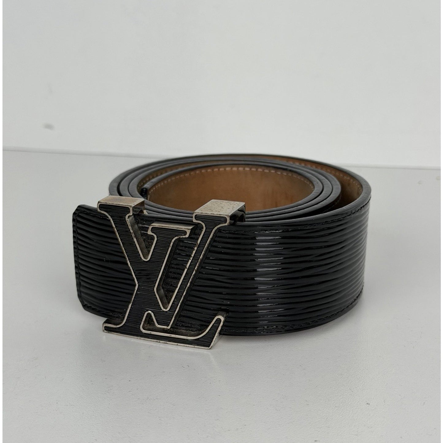 Louis Vuitton Epi Electric 40mm 36 LV Initials Belt Black Textured Strap 2011 K2