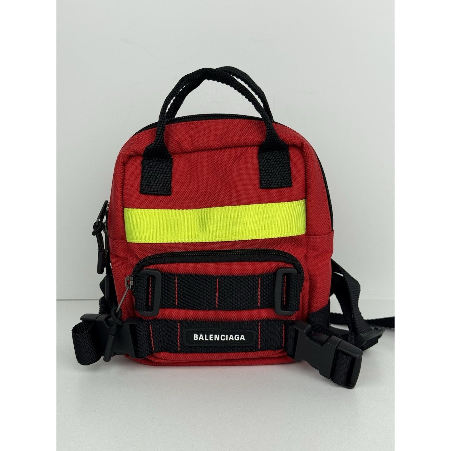 Balenciaga Fireman Backpack with Neon Yellow Reflective Stripe