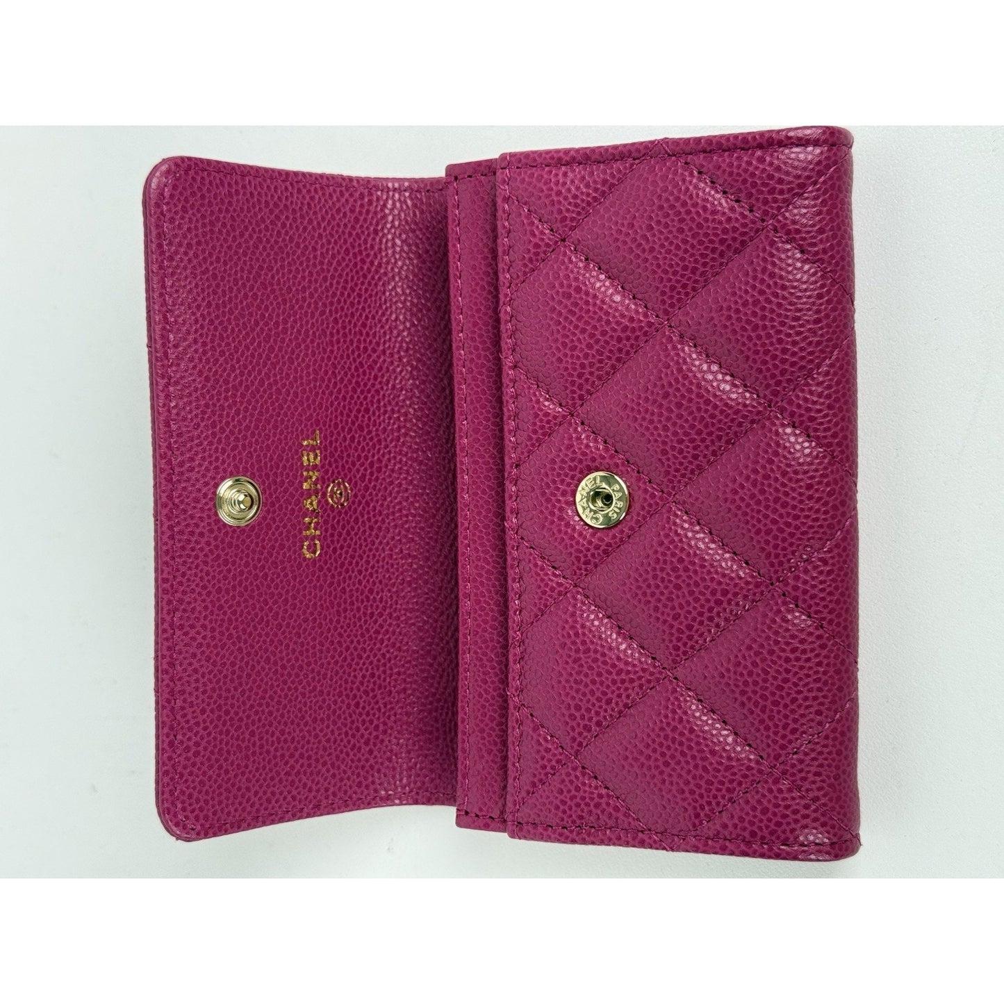 Chanel Interlocking CC Logo Bifold Pink Caviar Leather Women's Wallet