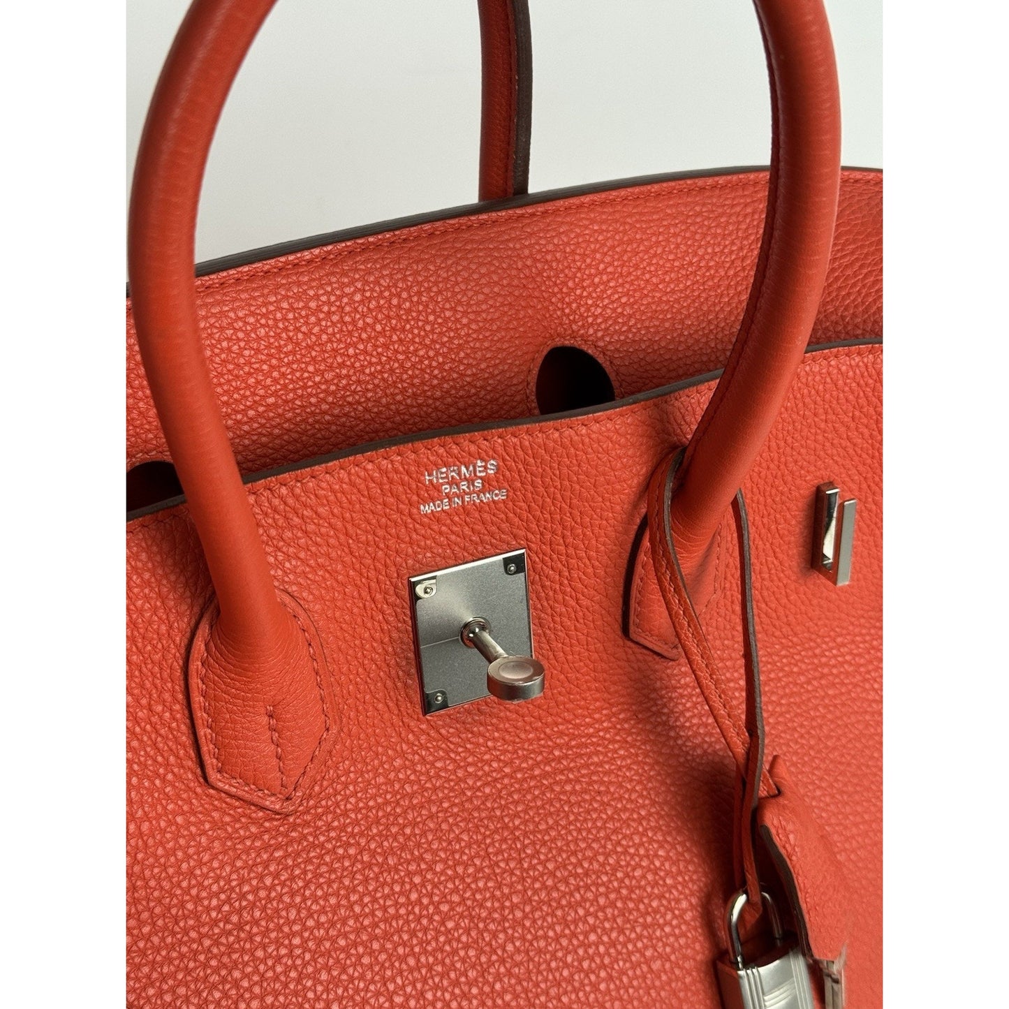 Hermes Birkin 35 Handbag in Red Clemence Leather with Palladium Hardware D-4