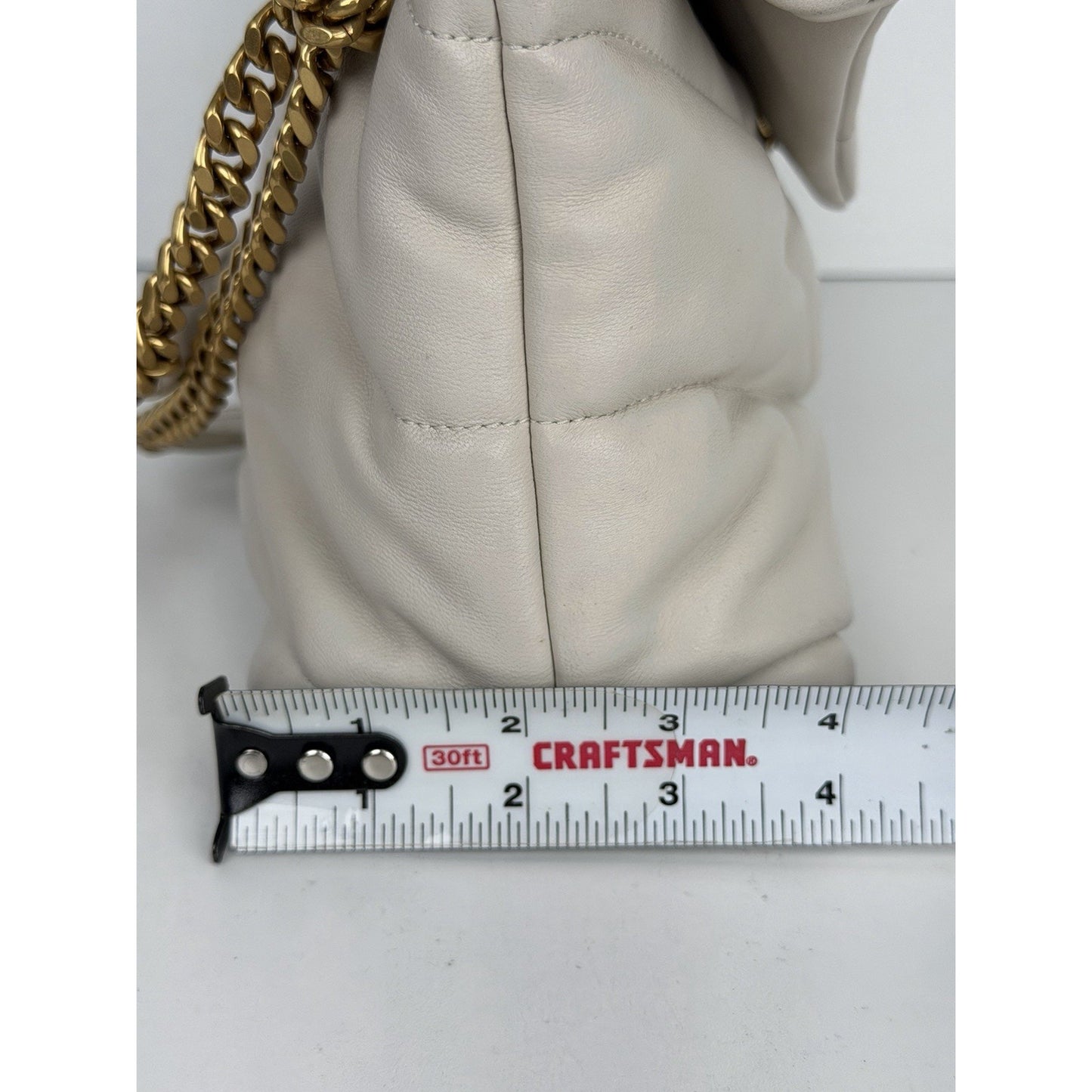 Saint Laurent Loulou Puffer Small Shoulder Bag Quilted White Chevron Leather
