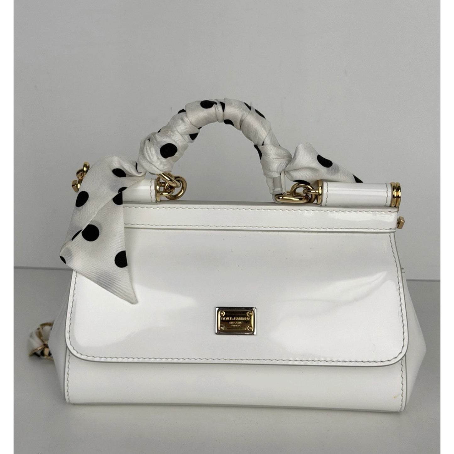 Dolce & Gabbana Sicily East-West Small Top Handle Bag in White Leather B1