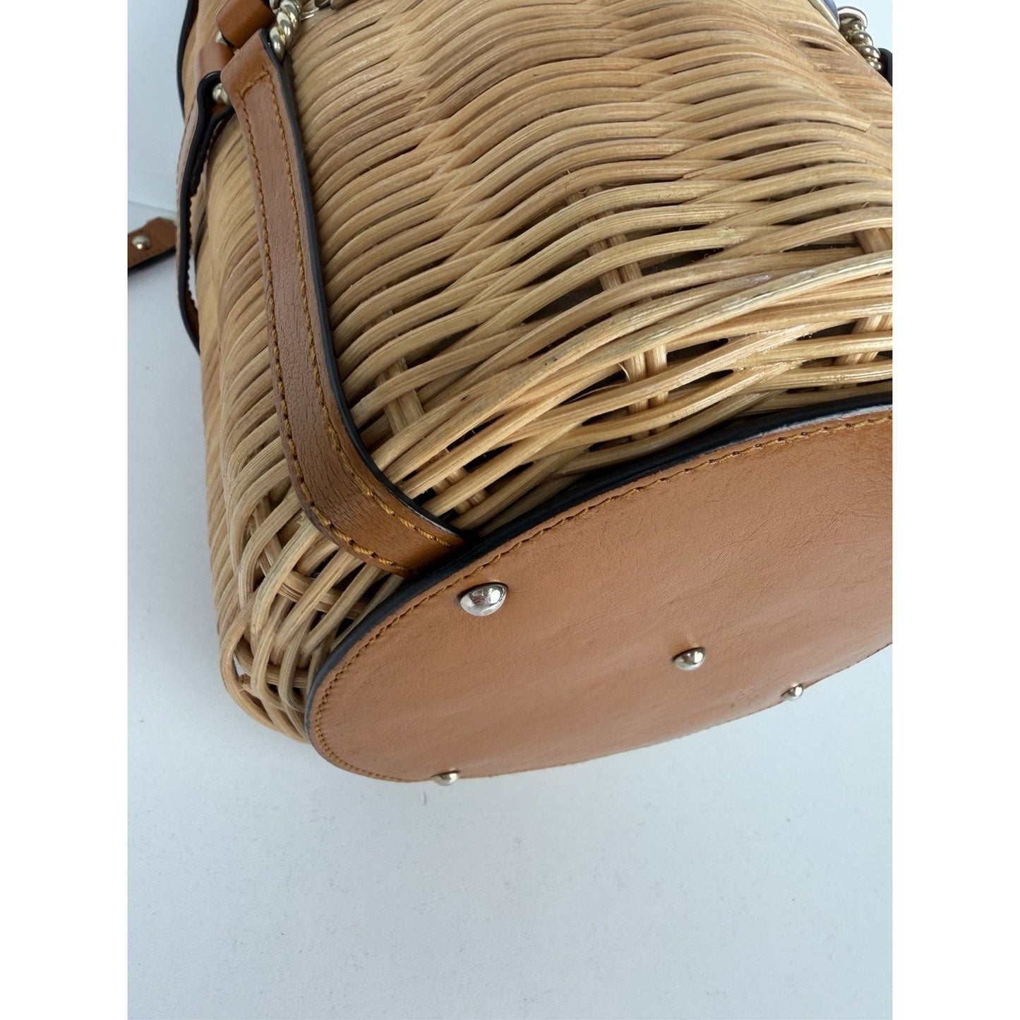 Gucci Cestino Bucket Top Handle Bag Small in Brown Wicker S-20