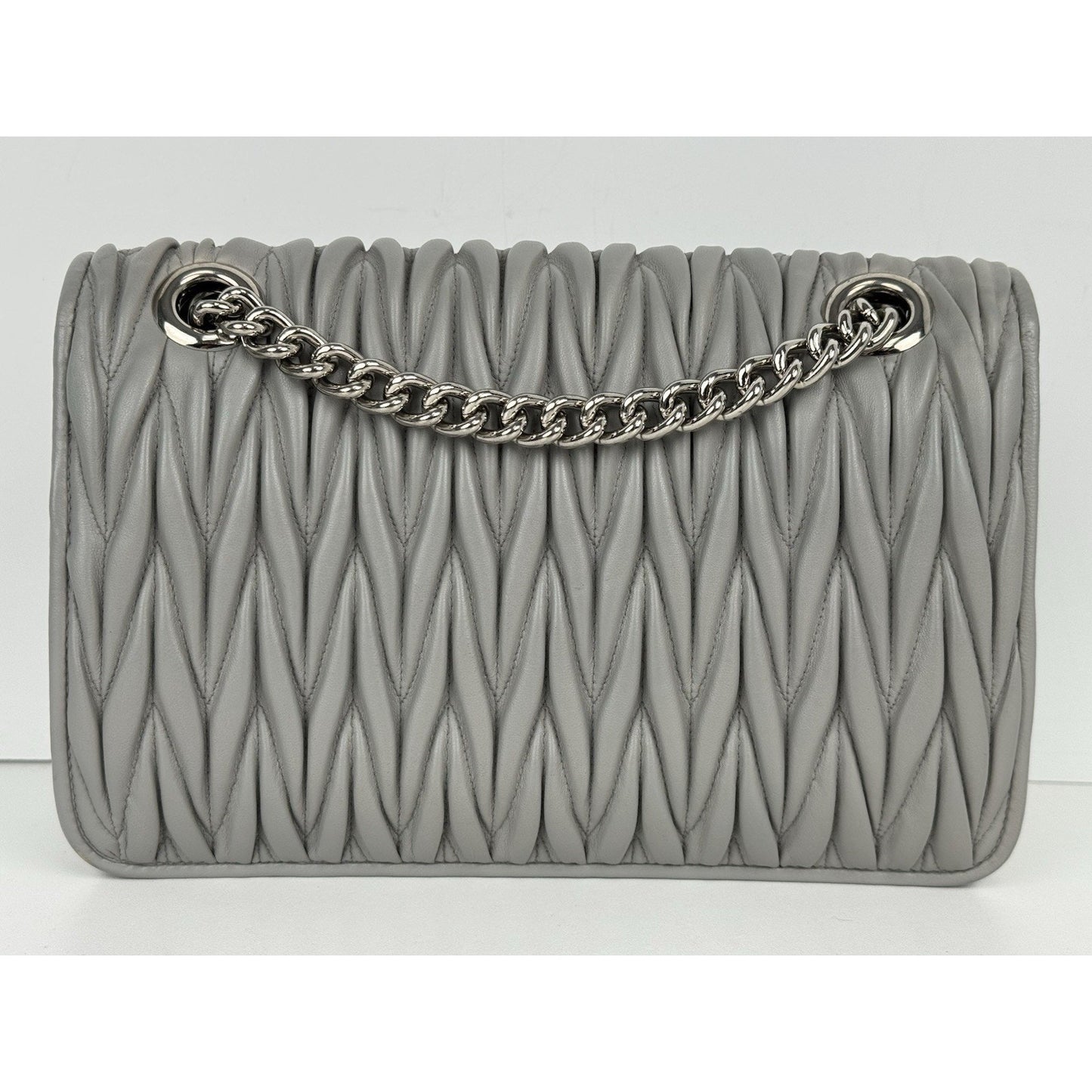 Miu Miu Nappa Matelassé Flap Crossbody Bag Grey B-6