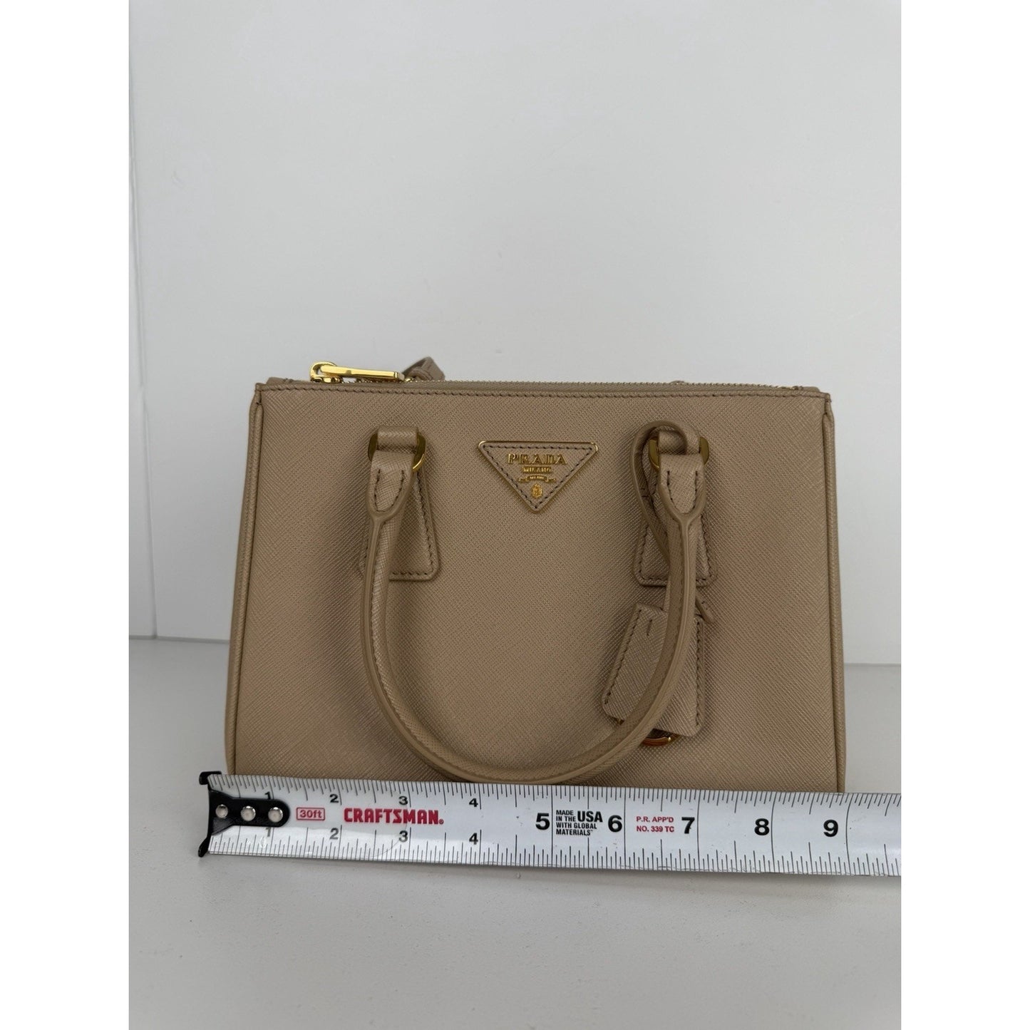 Prada Galleria Small Top Handle Bag in Beige Saffiano Leather C-9