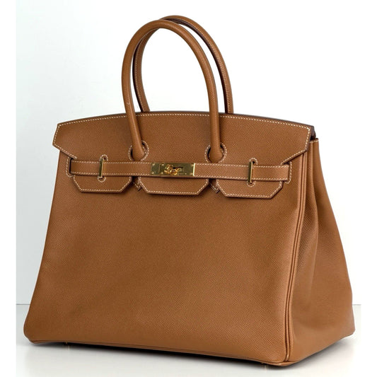 Hermes Birkin 35 in Gold Epsom Leather with Gold-Pleated Hardware 2017 S