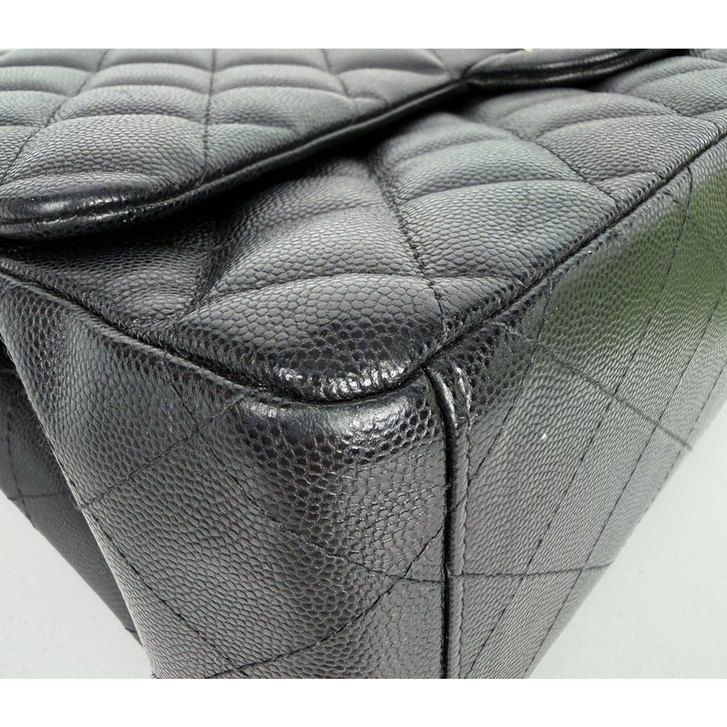 Chanel Classic Maxi Double Flap Bag in Black Caviar Quilted Leather NFC E4