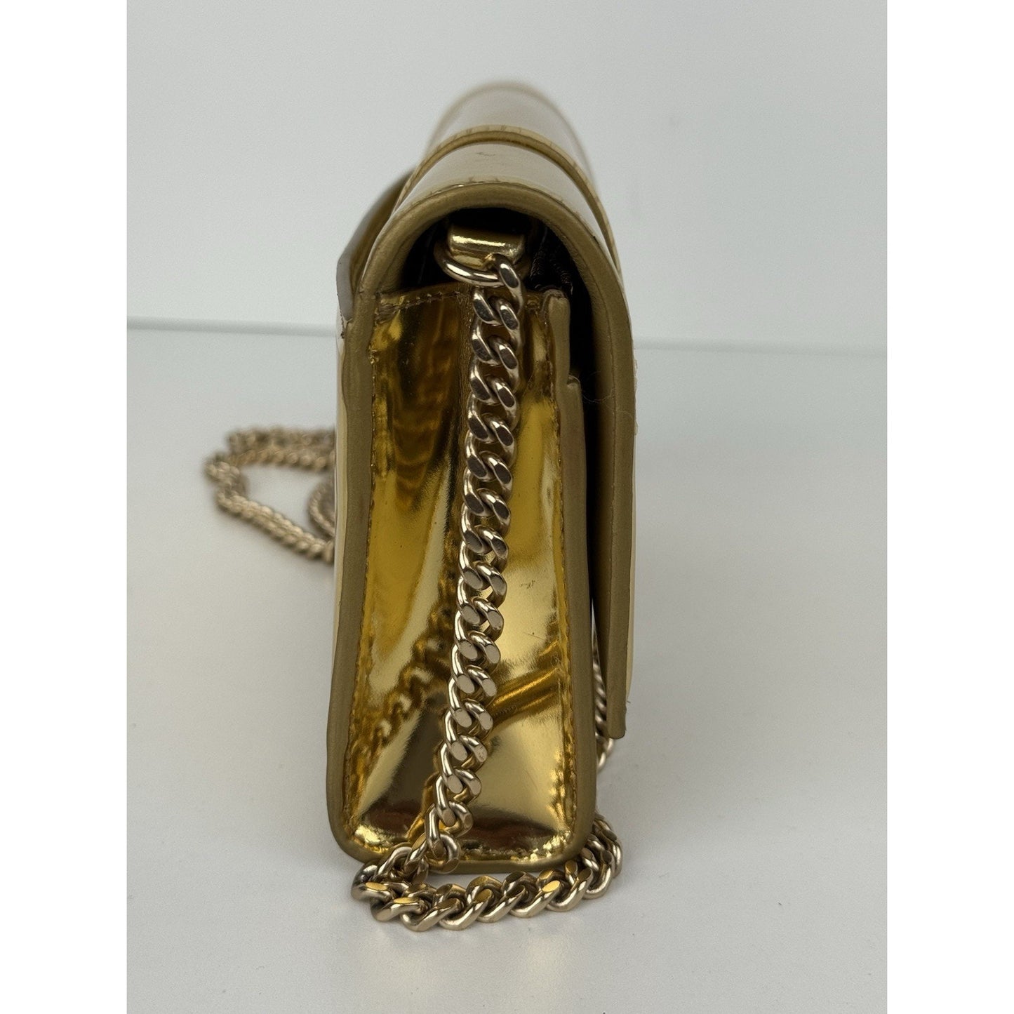BALENCIAGA Hourglass Mirror Wallet On Chain Bag in Gold