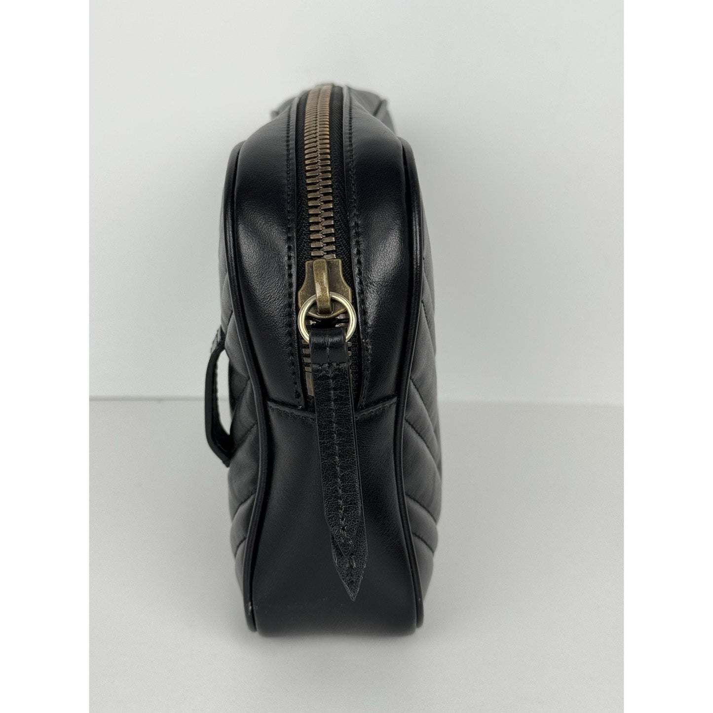 GUCCI Calfskin Matelasse Mens GG Marmont Belt Bag 80 32 Black C-2