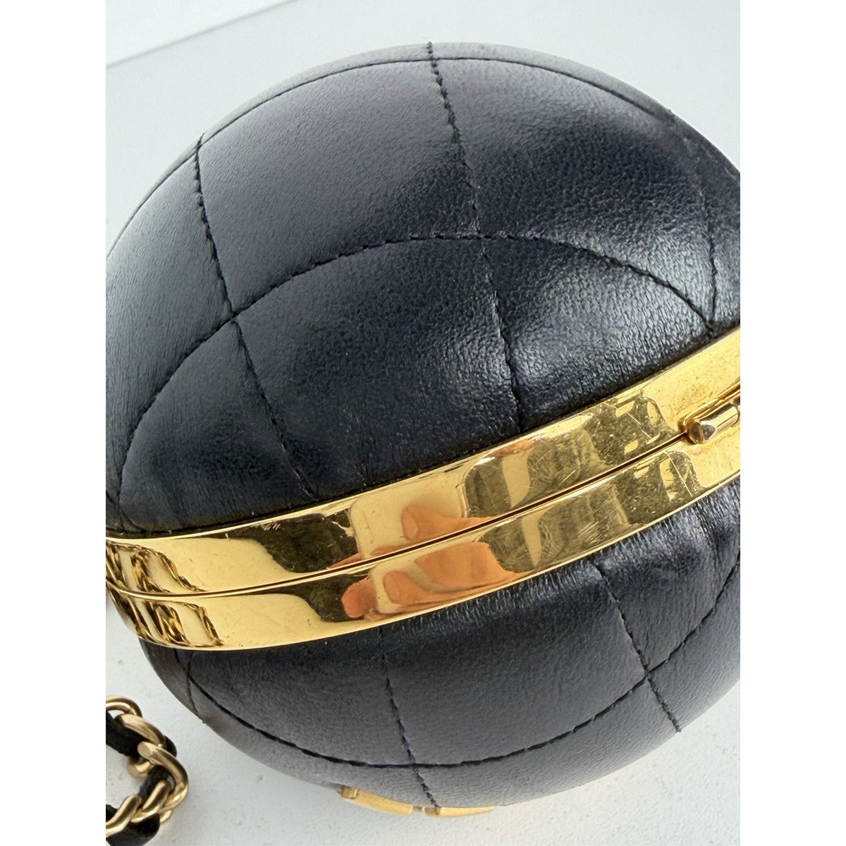Chanel Sphere Minaudiere Clutch Bag in Black Leather Gold-tone Hardware NFC E-8