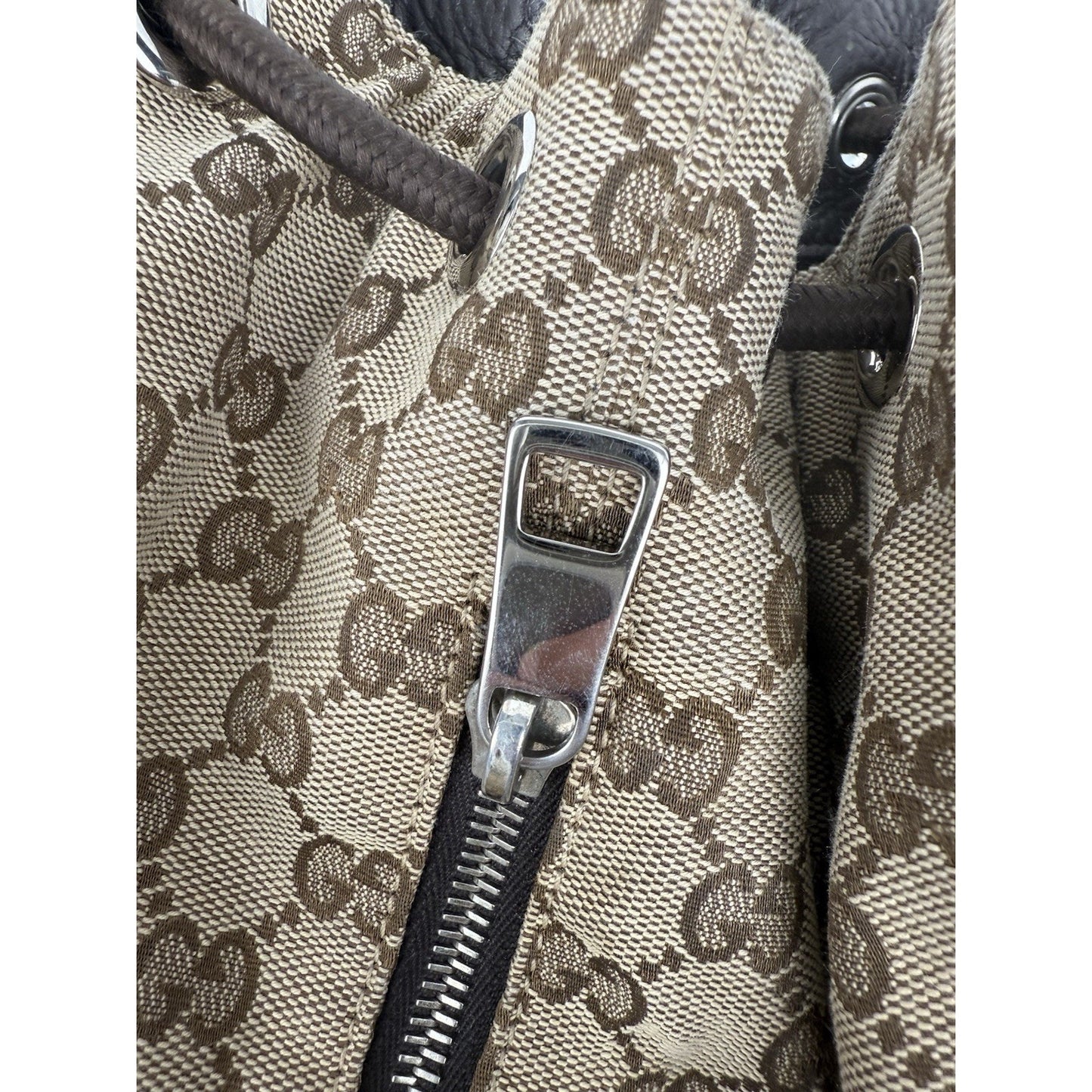 Gucci GG Brown Canvas Bucket Backpack