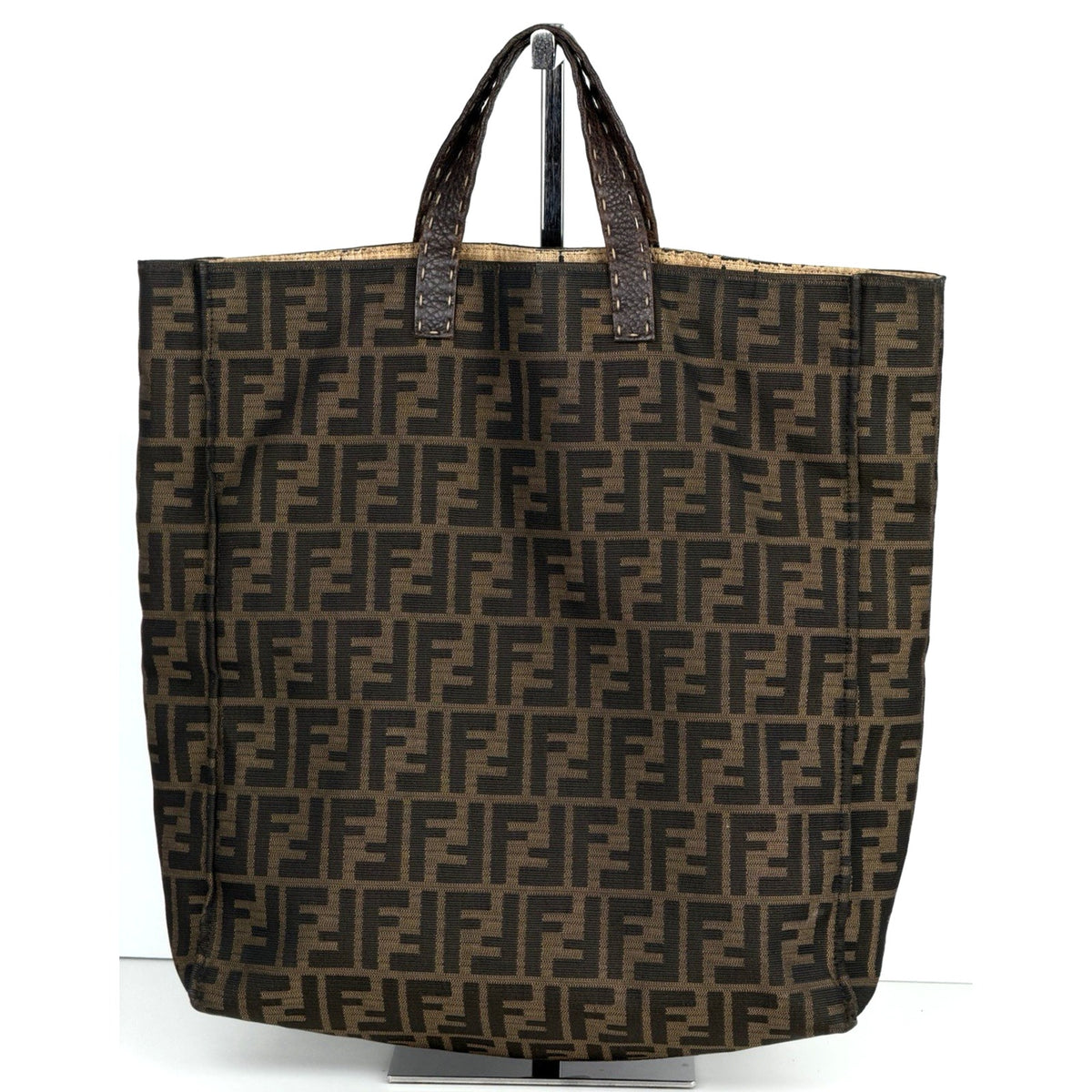 Fendi Zucca Tote Top Handles Bag in Brown Canvas "FF "Monogram S-09