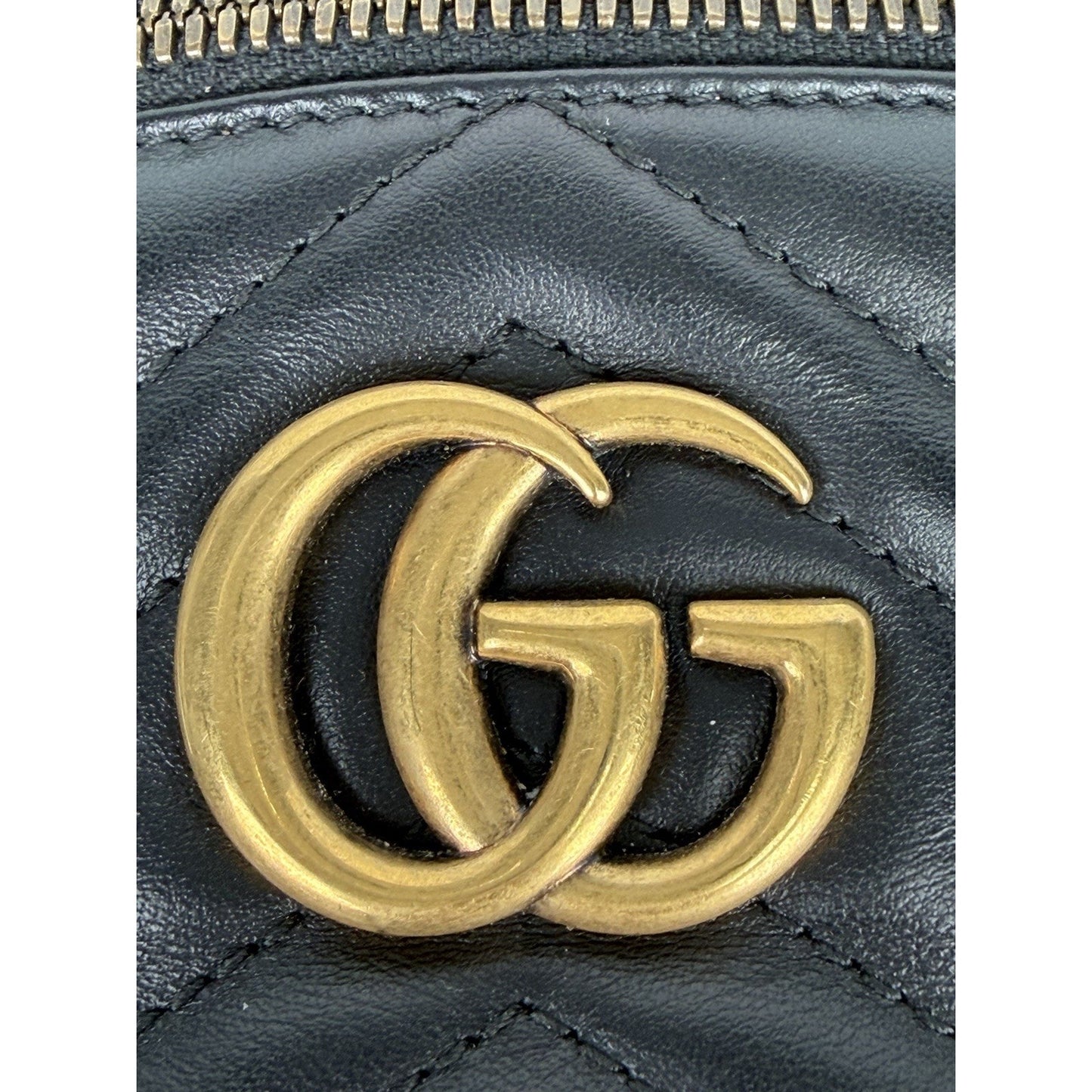 Gucci GG Marmont Vanity Mini Backpack in Black Quilted Matelasse Leather