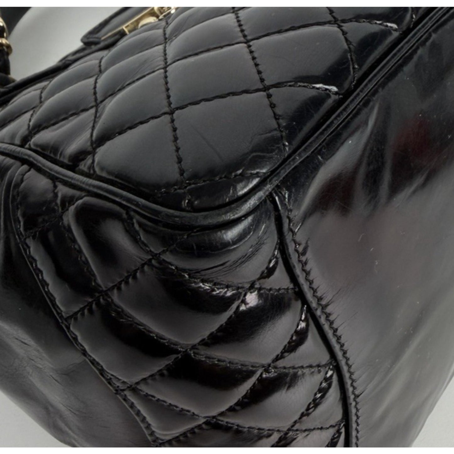 Chanel Mademoiselle Kelly Flap Bag in Black Quilted Patent Leather 2009 B5
