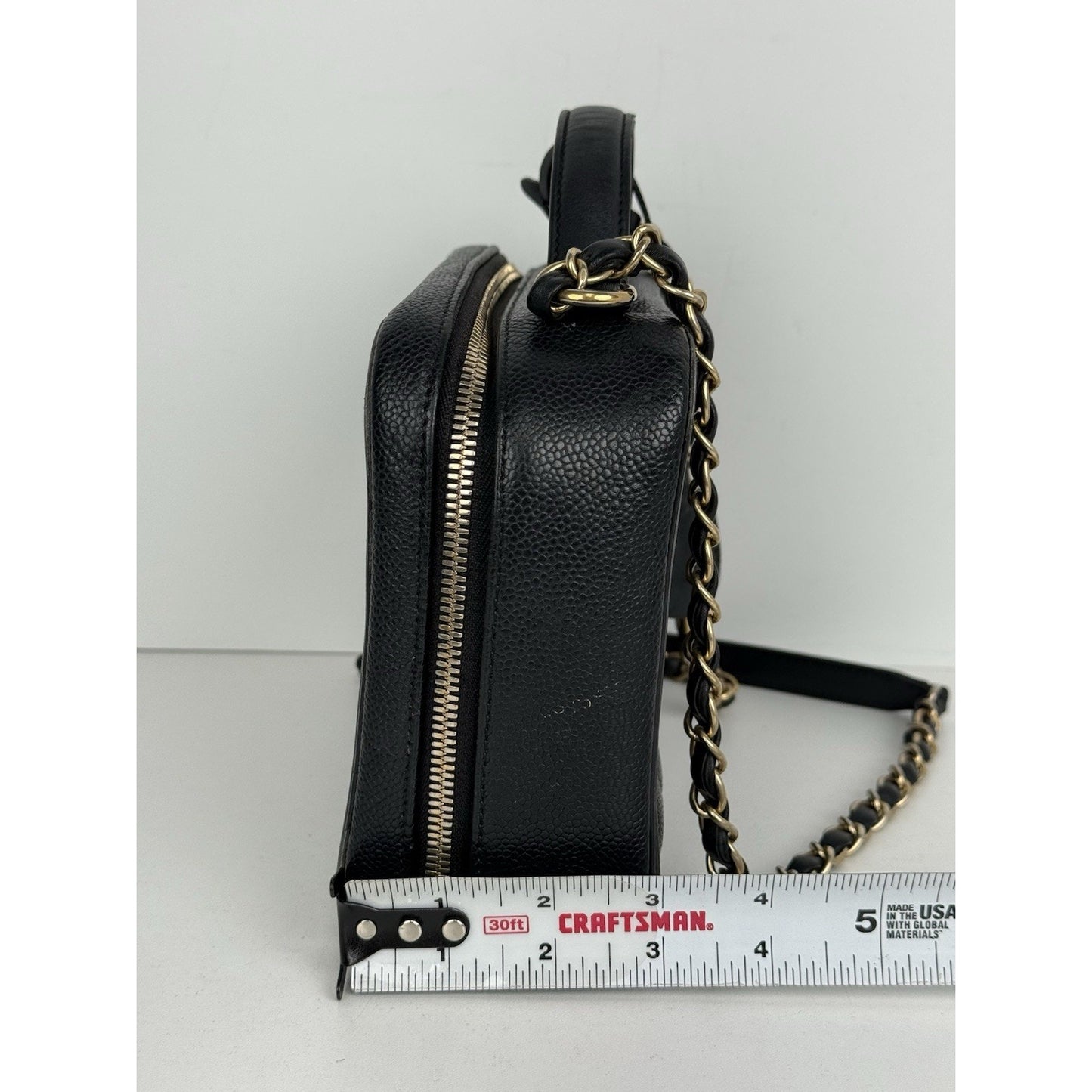 Chanel Caviar Quilted Small CC Filigree Vanity Case Black B-5
