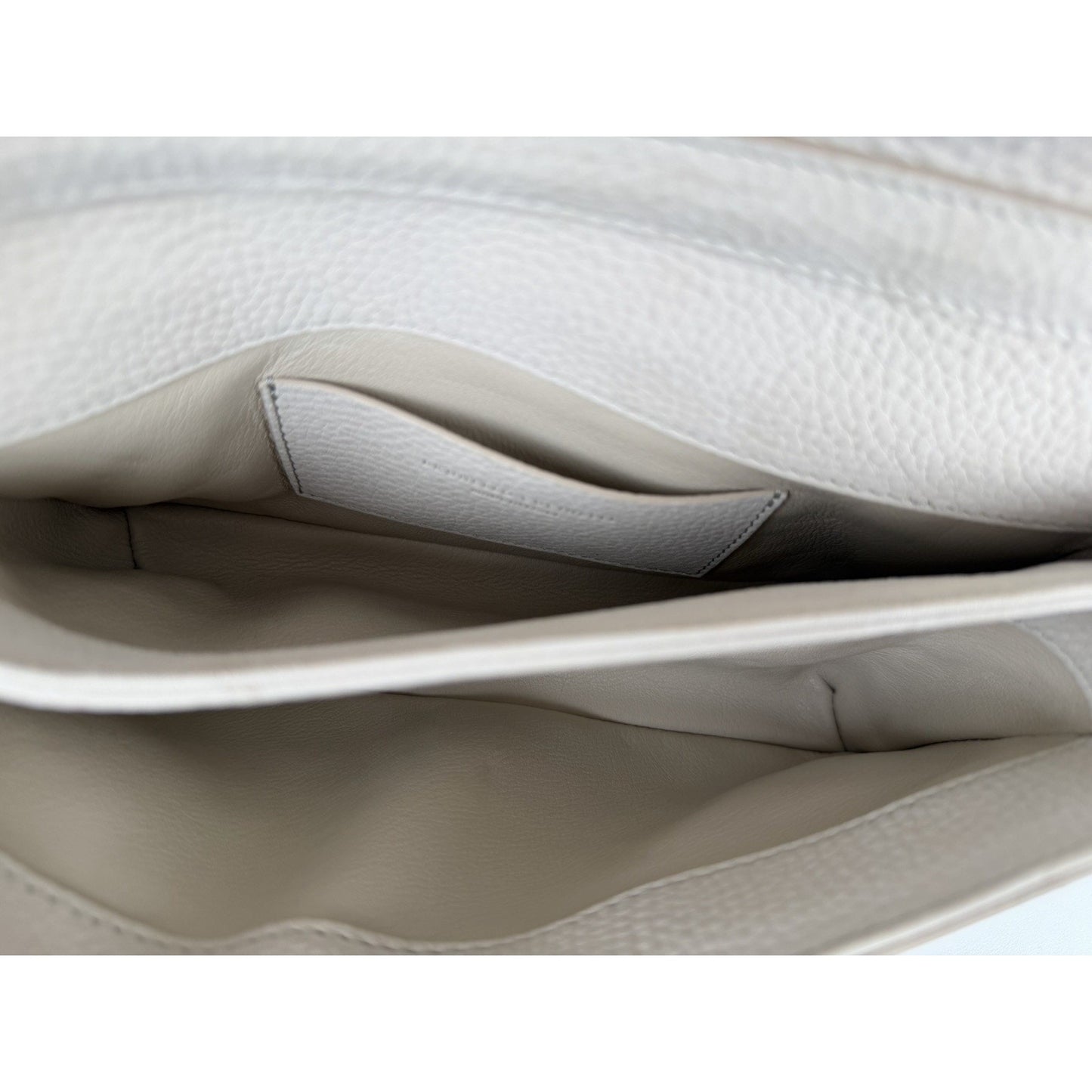 Brunello Cucinelli Shoulder Bag with Shearling Trim in Off-White Leather S15