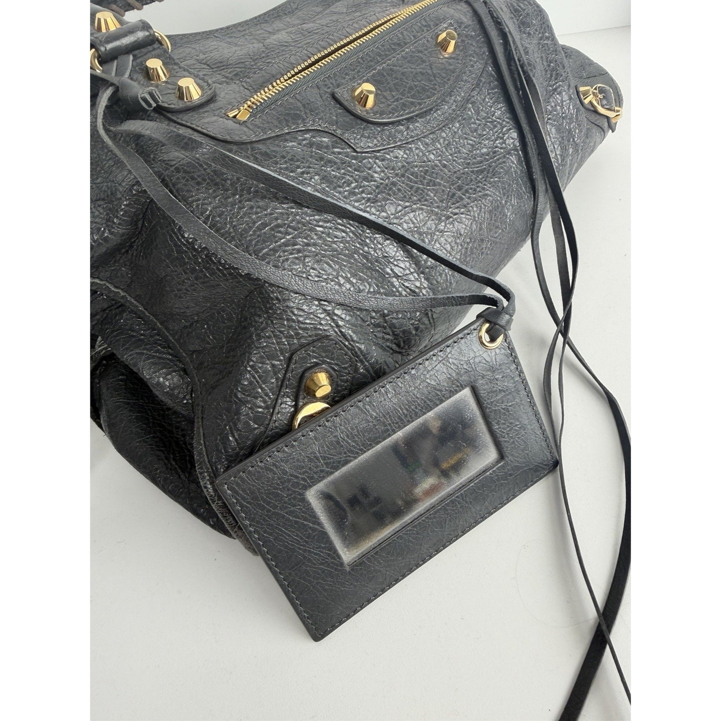 Balenciaga Classic City Shoulder Bag in Gray Textured Leather Medium S