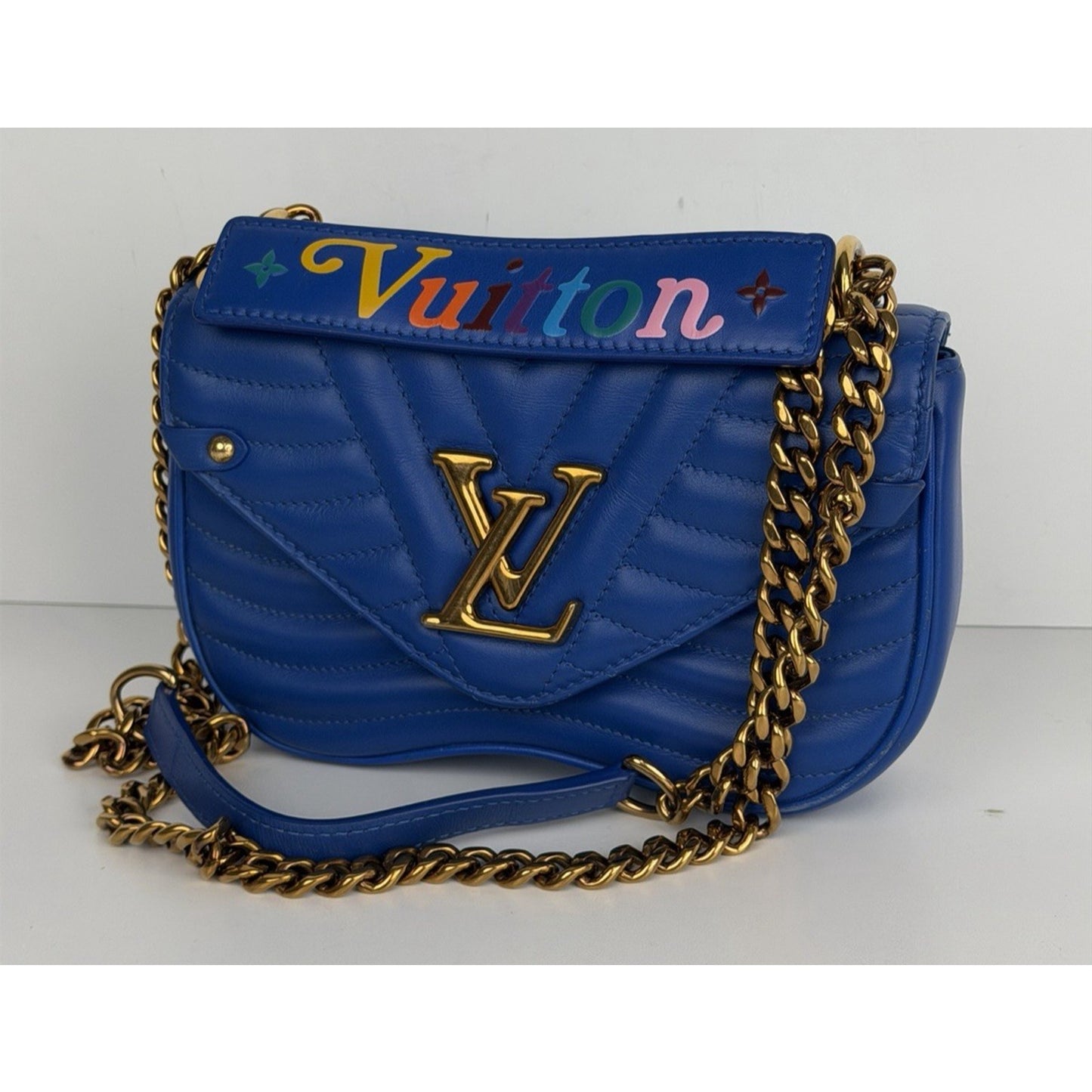 Louis Vuitton New Wave Chain Bag PM Blue Neon Colorful "Vuitton" 2019 F1