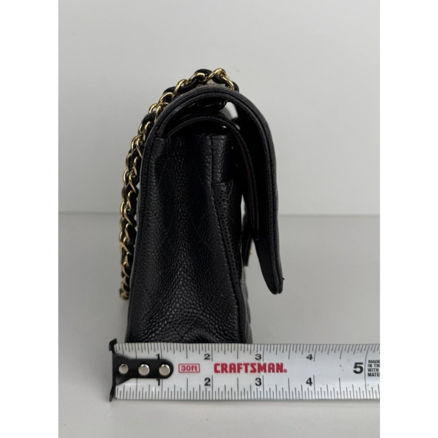 Chanel Classic Double Flap Medium Bag in Black Quilted Caviar Leather 2019 C6