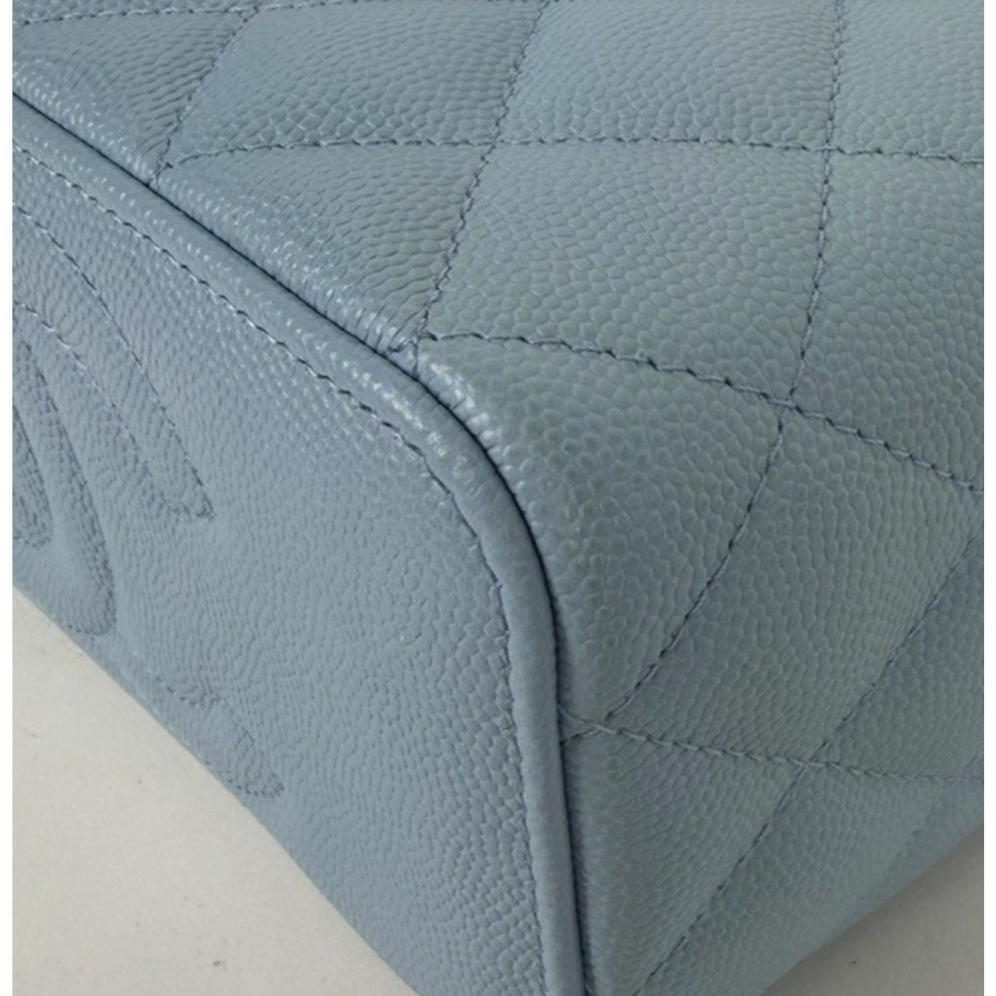 Chanel Caviar Quilted Vanity Small Case Bag With Chain in Light Blue