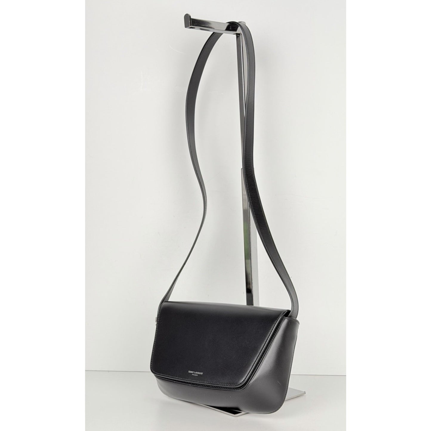 Saint Laurent Small Shoulder Bag in Black Calfskin Leather Foldover Flap Top S11
