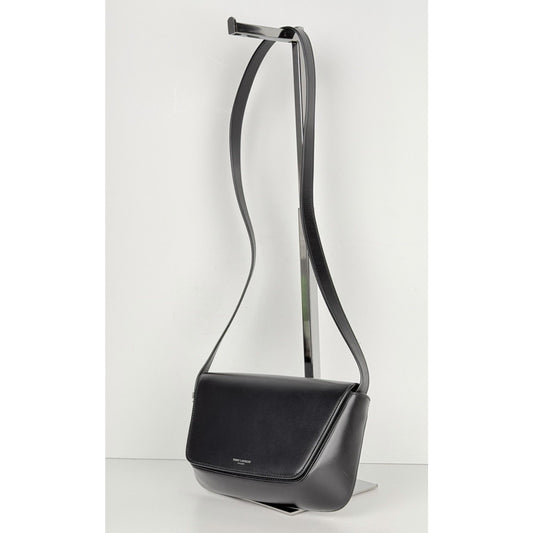 Saint Laurent Small Shoulder Bag in Black Calfskin Leather Foldover Flap Top S11