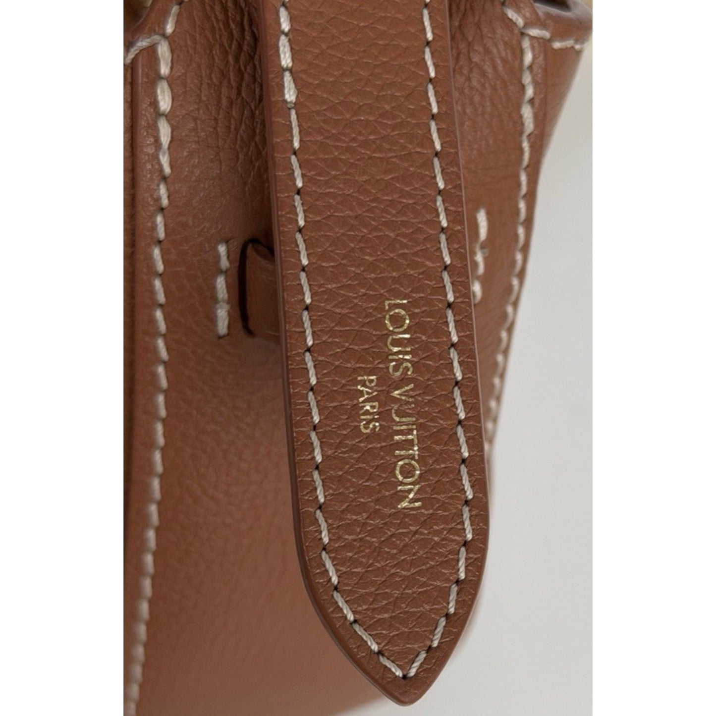 Louis Vuitton Grained Calfskin Low Key Shoulder Bag in Cognac Brown Leather